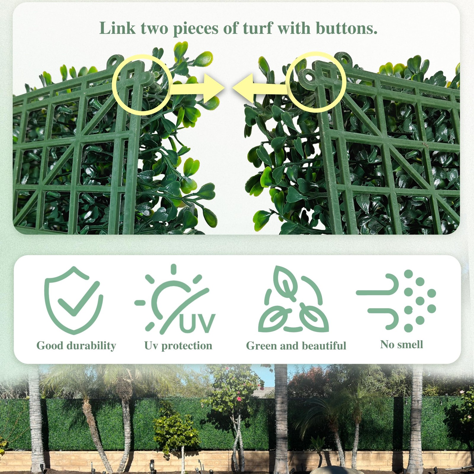 Artificial Greenery Grass Wall Panel, 10×10 Inch 6-Pack (4.2 sqft), UV-Anti F…