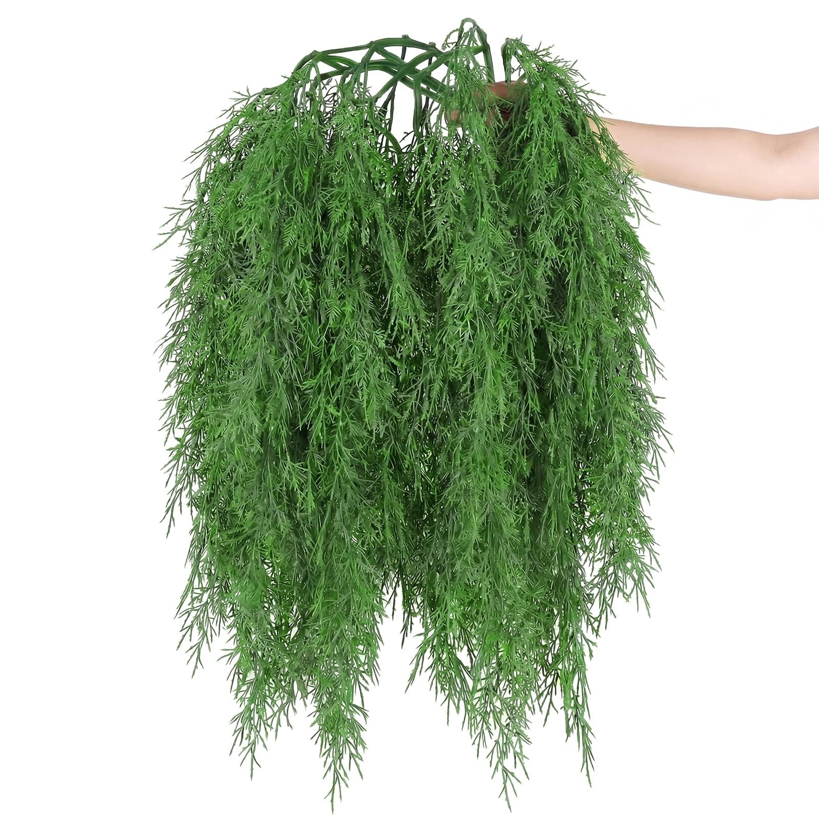 24 Pcs Artificial Hanging Plants 38 Inch Artificial Dragon Beard Grass Wall H…