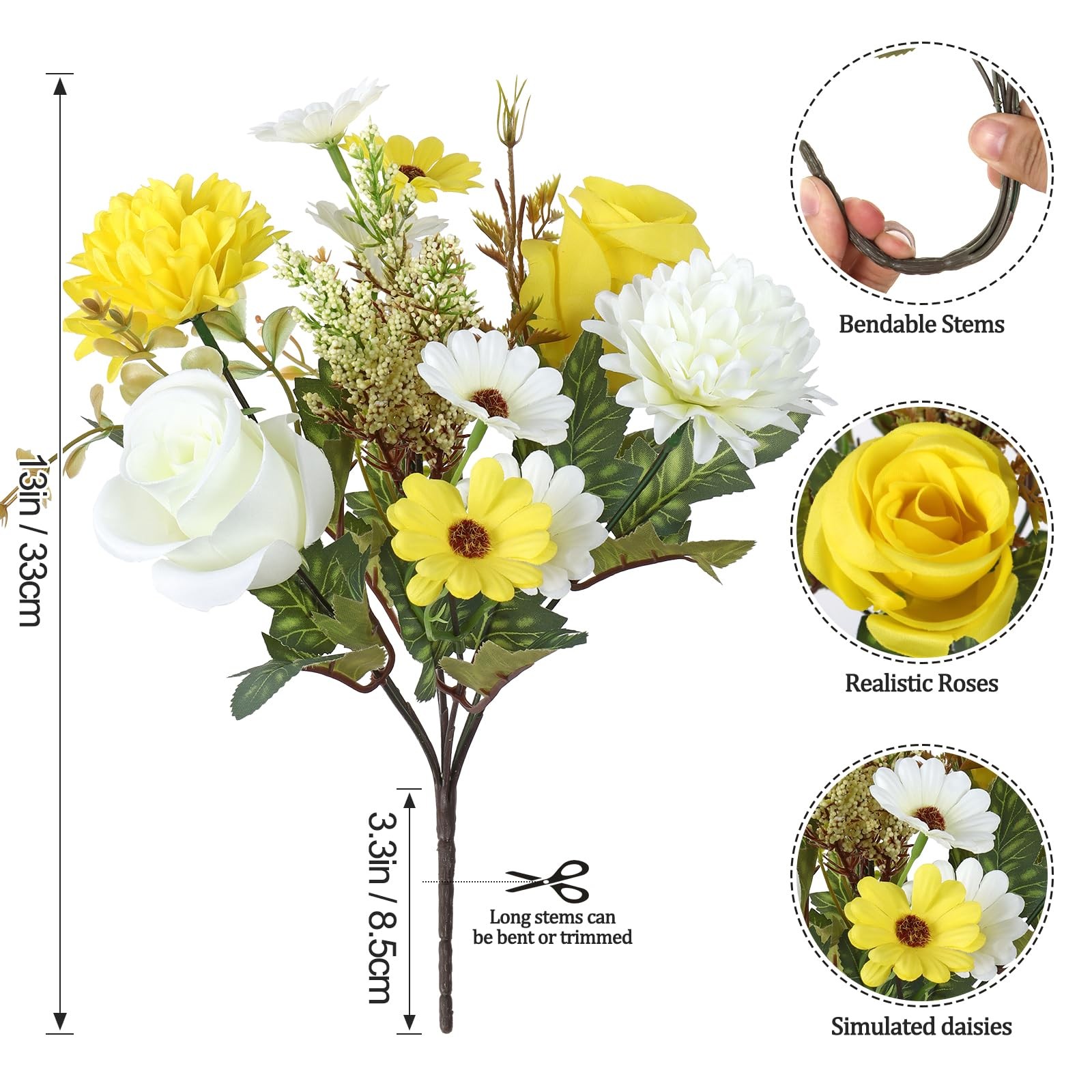 Artificial Flowers Like Real Artificial Bouquet 4 Packs Silk Artificial Roses…