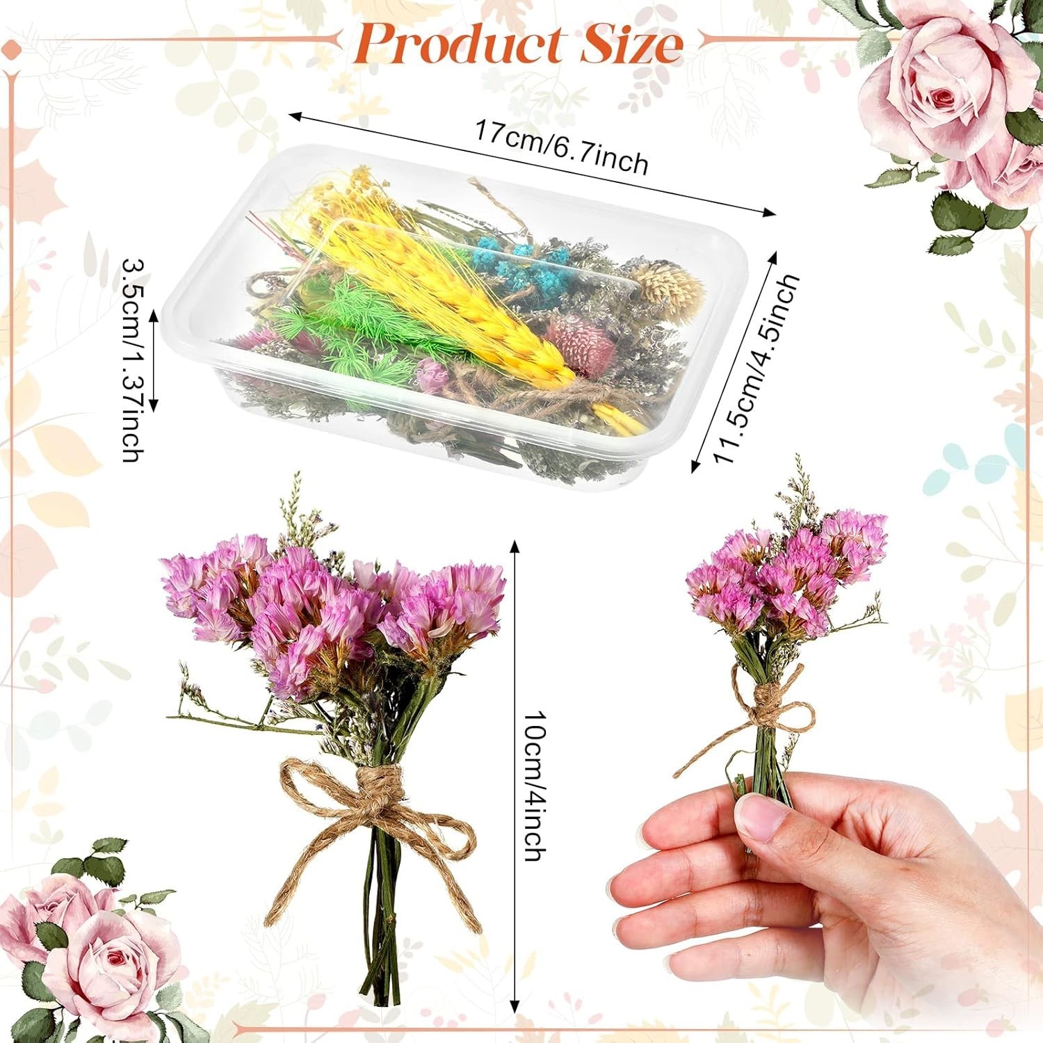 20 Pcs Mini Dried Flowers Bouquets Natural Gypsophila Don’T Forget Me Flower Bou