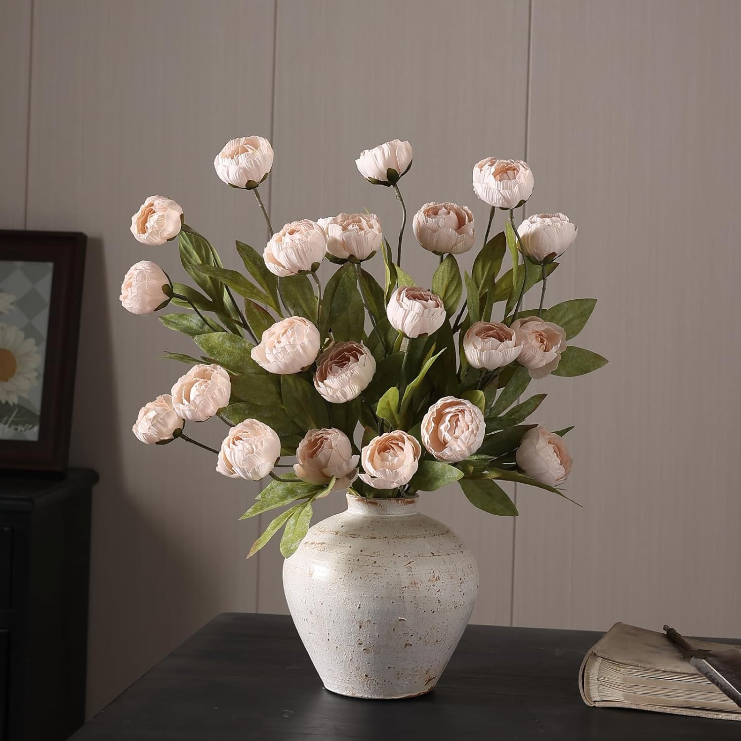 Faux Silk Peony Flowers 6 Pcs Artificial Peony Branches 27 Inch for Centerpieces