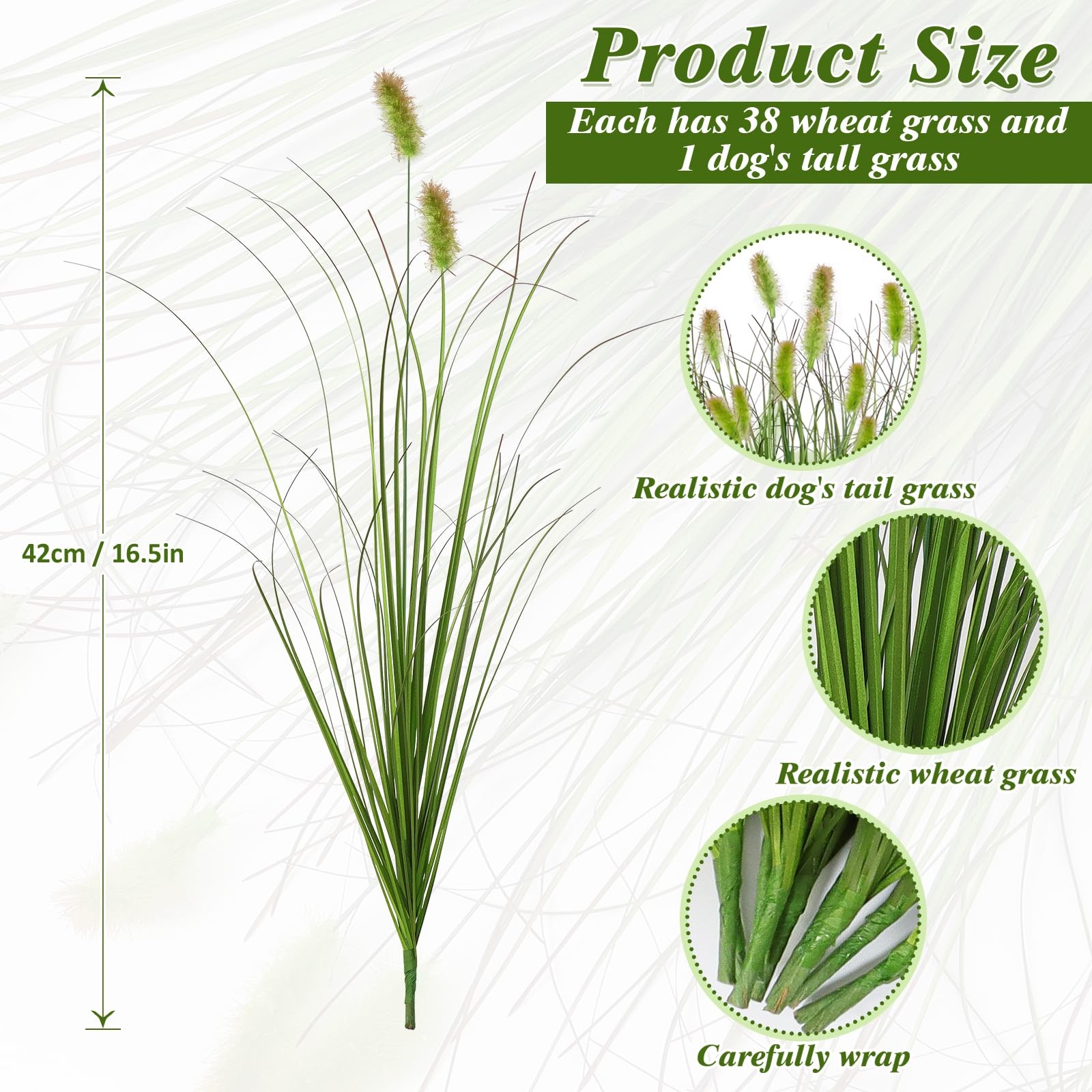 10 Bundles Artificial Grass Plants Outdoor Fake Shrubs Wheat Grass Cattails F…