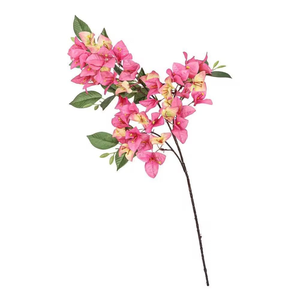 30 In. Pink Peach Artificial Bougainvillea Flower Stem Spray (Set of 4)