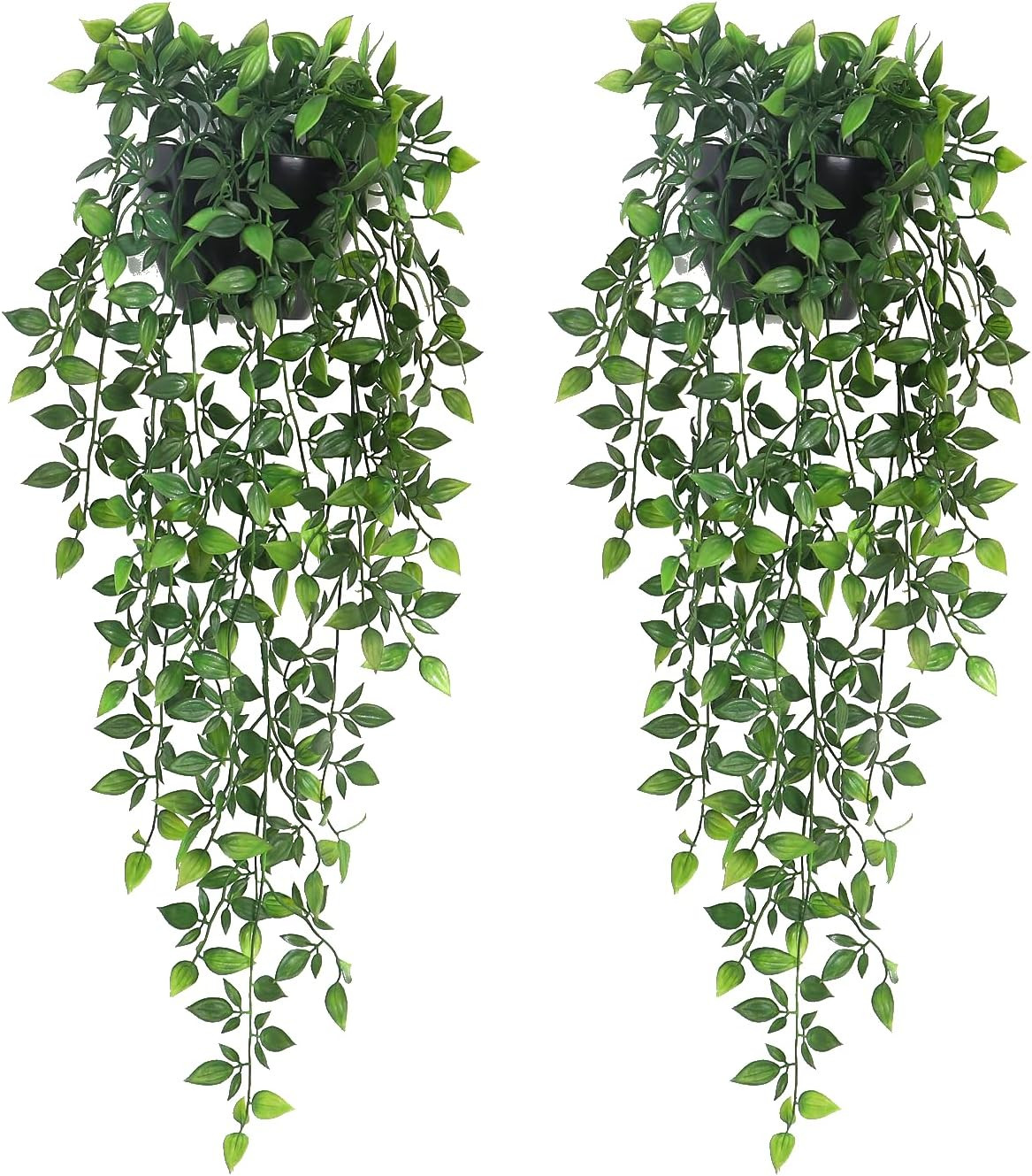 Artificial Hanging Plants,2 Pack Fake Wall Plants,Faux Mandala Vines Potted Plan