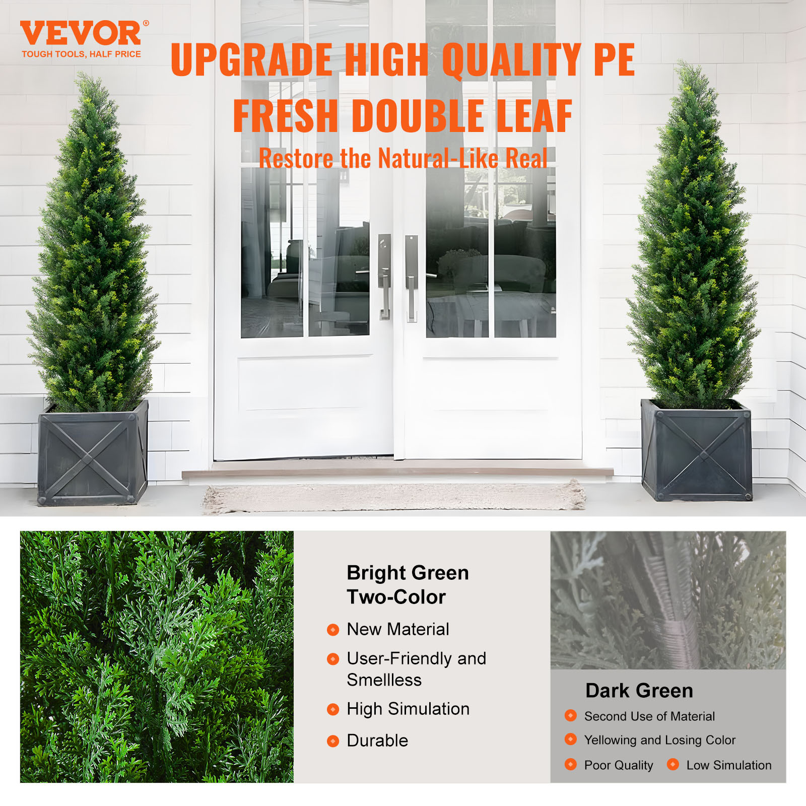 VEVOR 2 Pack 5′ Artificial Cedar Topiary Tree Faux Plant UV Decor In/Outdoor