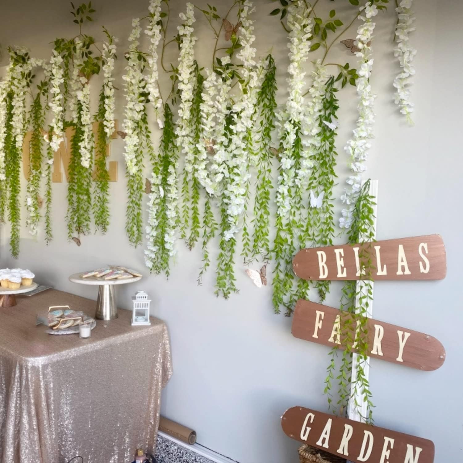 Artificial Wisteria Hanging Flowers Fake Wisteria Flower Garland Silk Vines R…