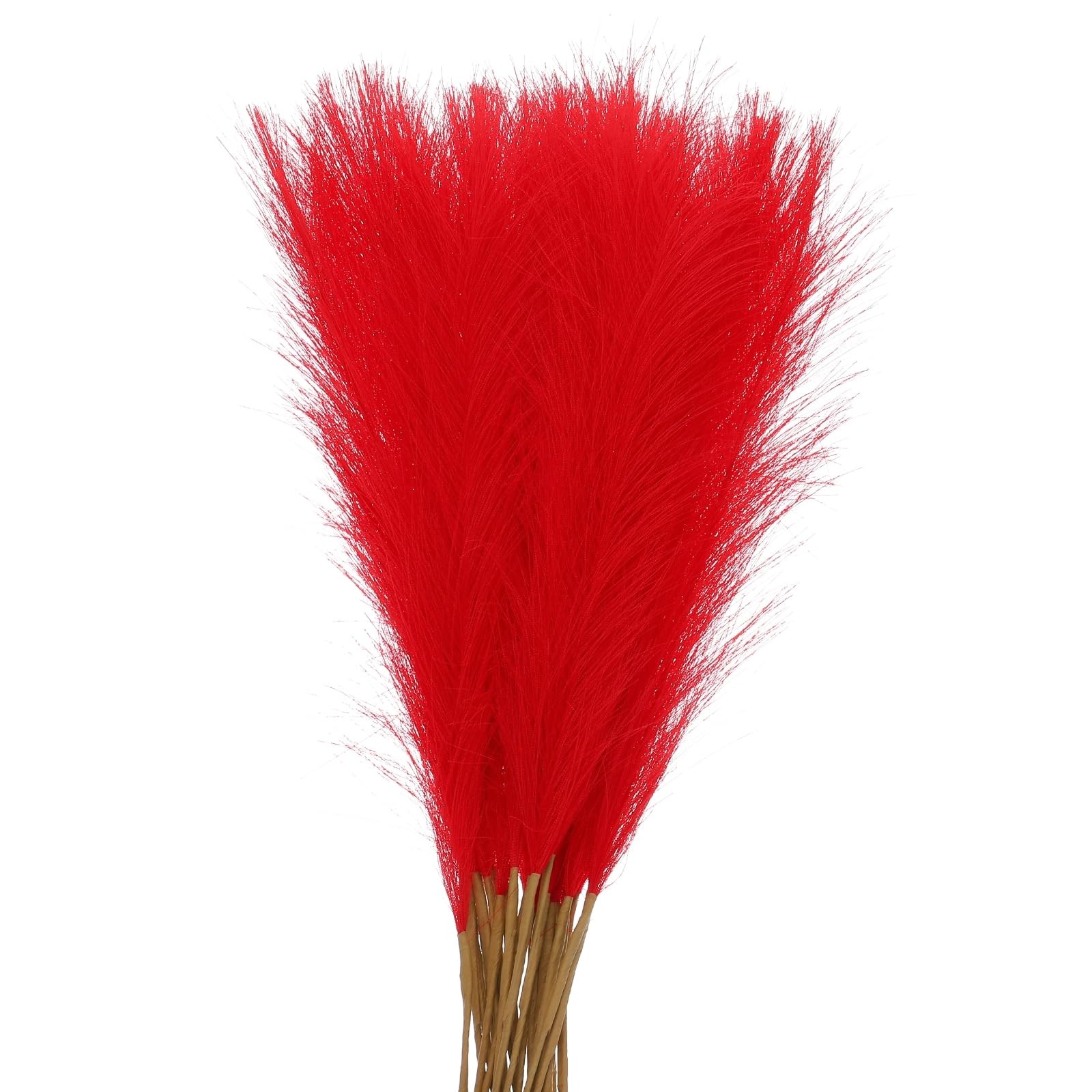 21 Inch Fluffy Faux Fake Pampas Grass Decor Tall Artificial Branch Red 30 PCS