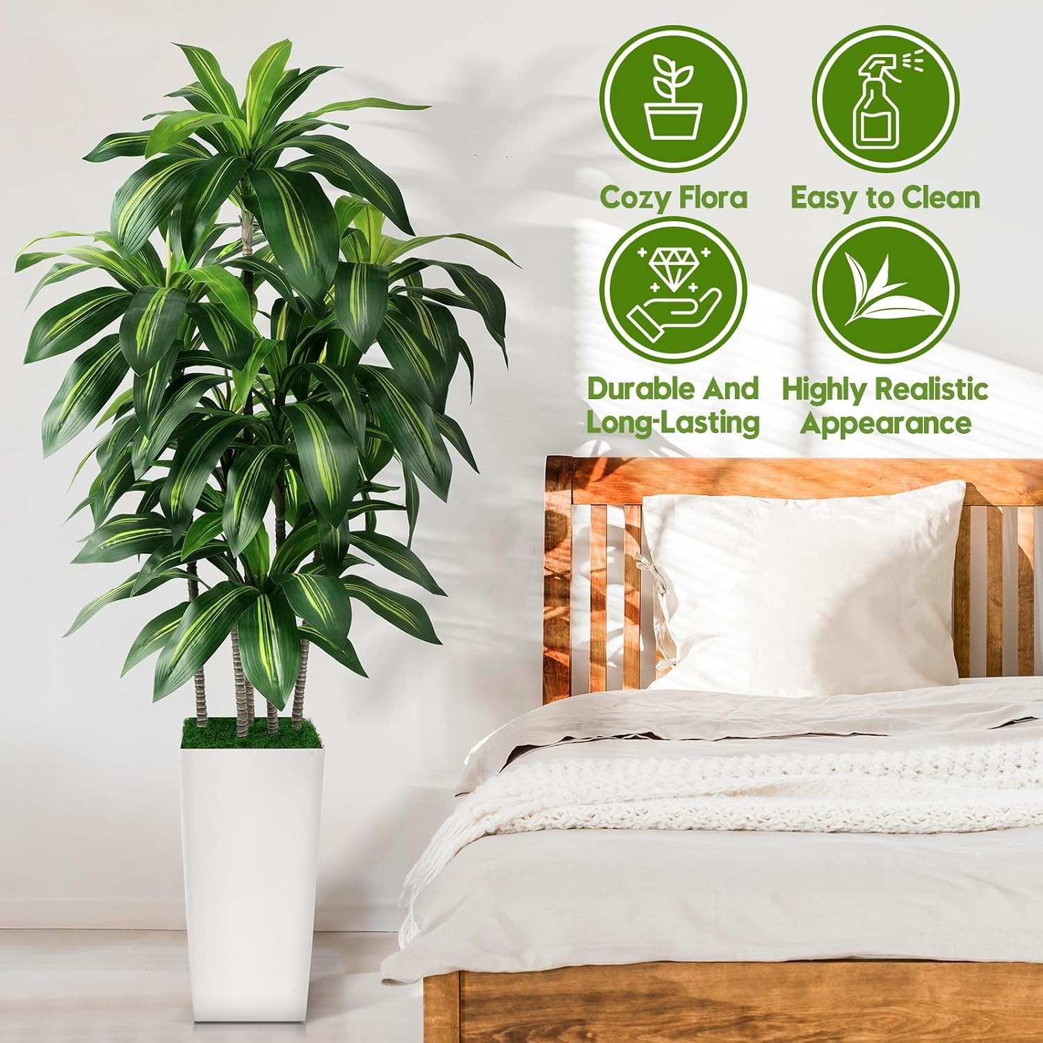 Elegant 5FT Dracaena Tree with White Planter – Perfect for Housewarming Gifts