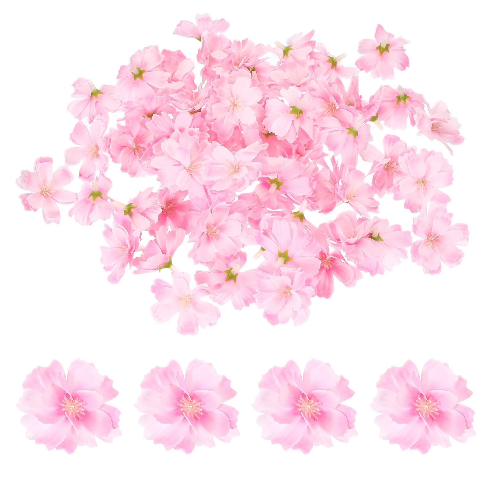 100 Pcs Fake Silk Flower Heads, 1.6 Inch Artificial Cherry Blossom Faux Flowe…
