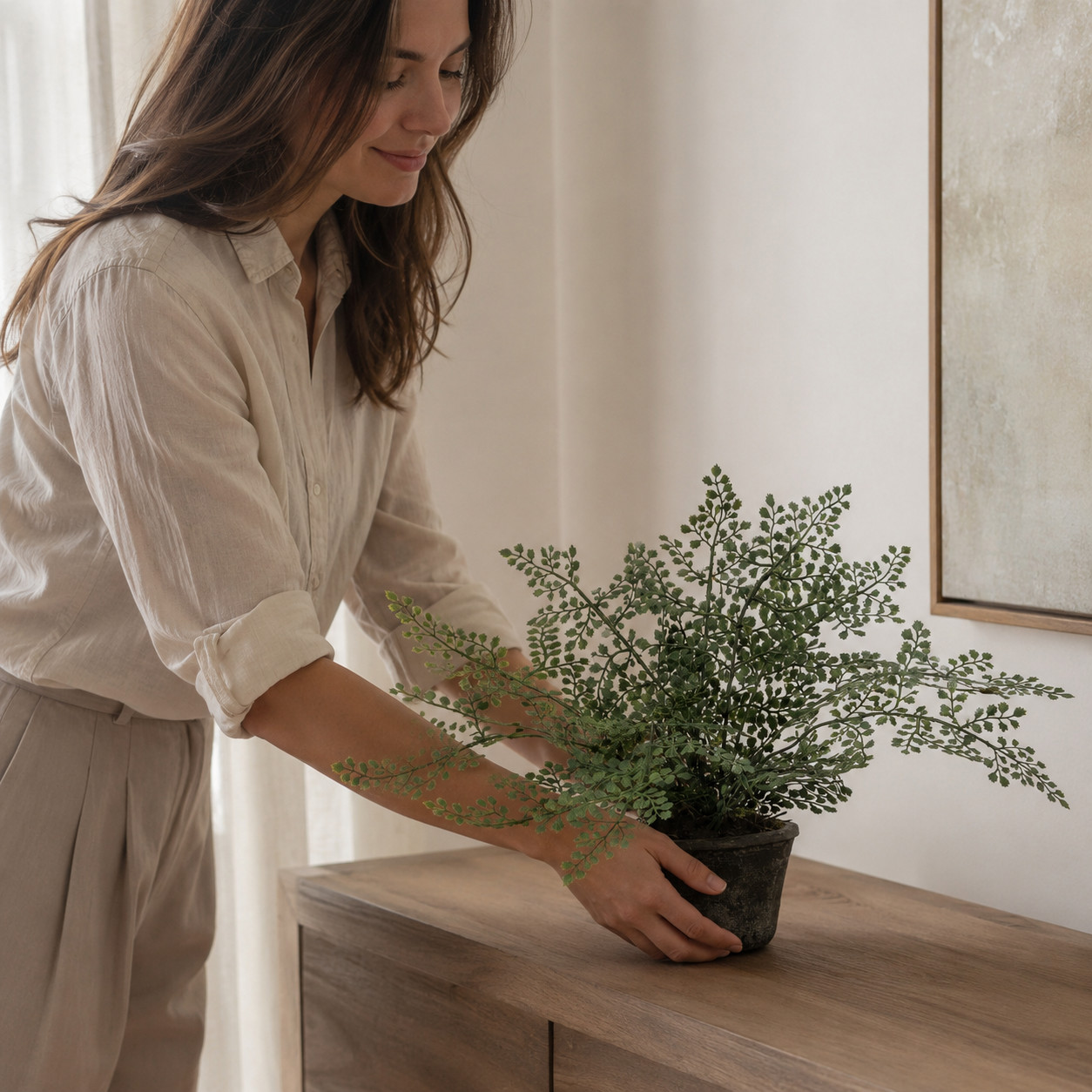 15″ Maiden Hair Artificial Plant in Decorative Planter