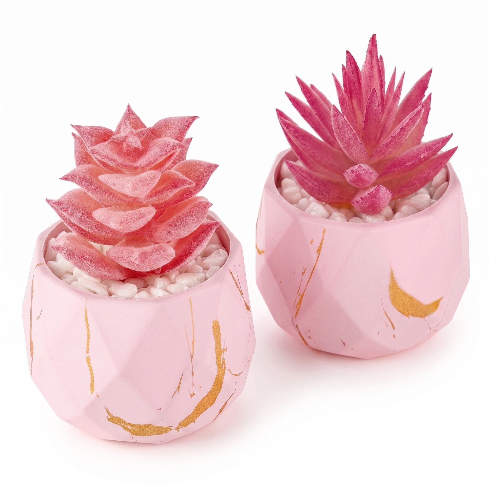2-Pack Artificial Succulent Plants Fake Mini Faux Potted Cactus Desk Home Decor