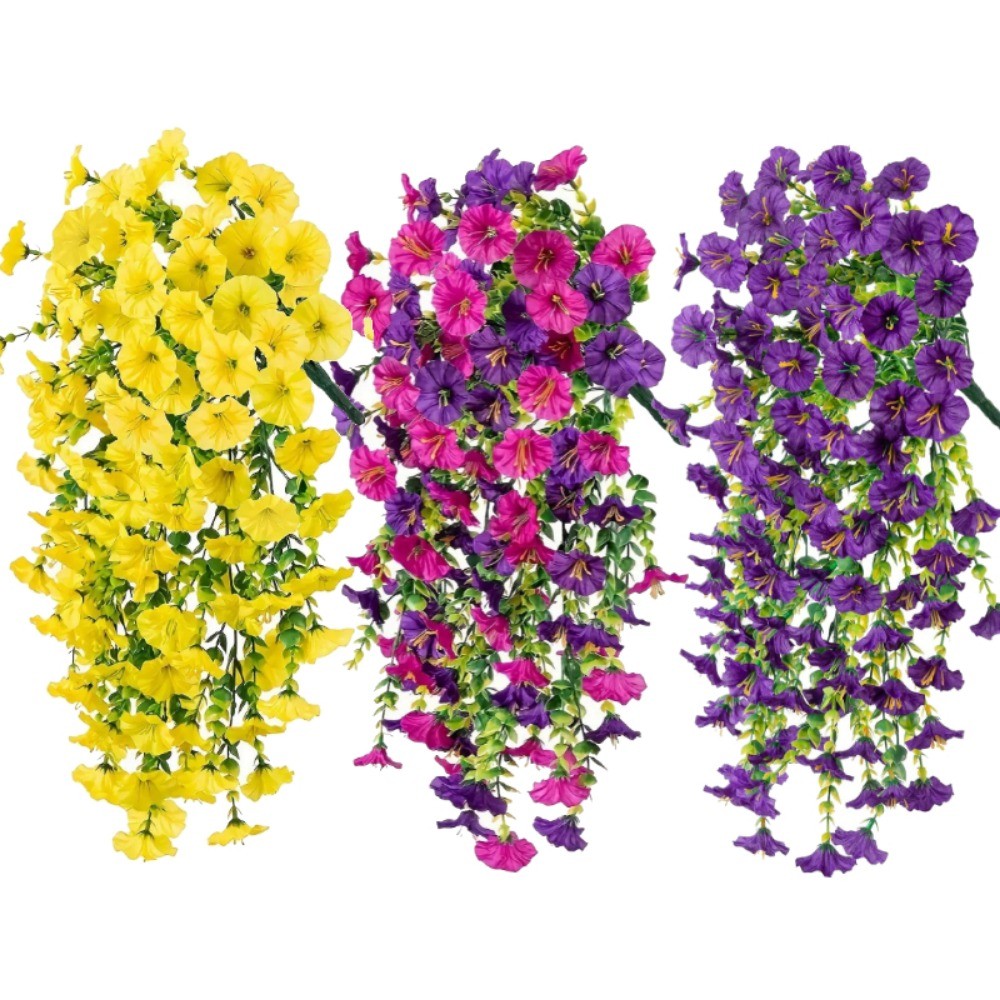 4Pcs Eucalyptus Morning Glory Flowers Artificial Hanging for Home Outdoor Garden