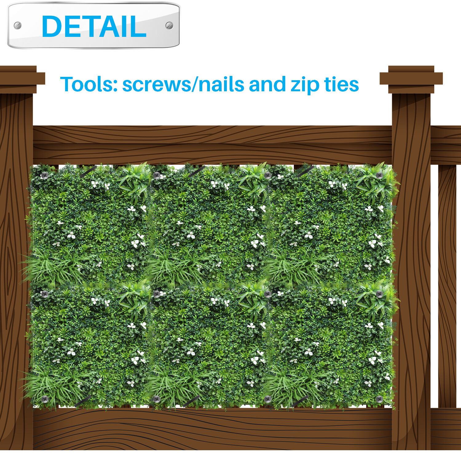40 Inch 3D Artificial Boxwood Wall Hedge Mat Panels Outdoor Grass Fence Style#2