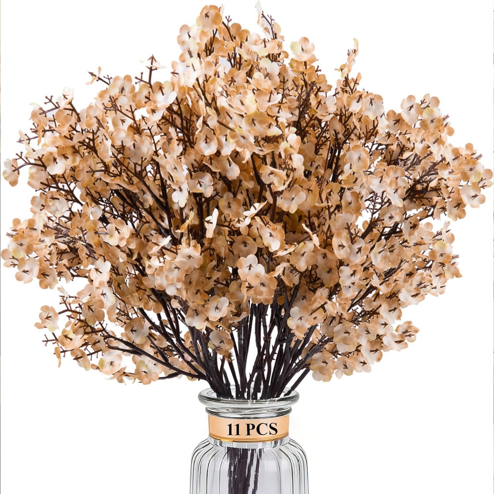 11 PCS Light Brown Artificial Babys Breath Silk Gypsophila Flowers Wedding
