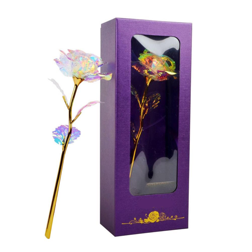 New Gold Foil Roses Purple Window Gift Box Mother’S Day Gift Colored Gold – Gift