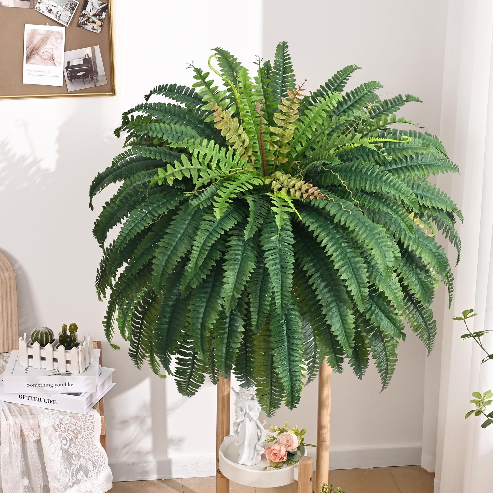 48In 96 Leaves Large Fake Ferns Plants 2Pcs Artificial Ferns for Outdoors