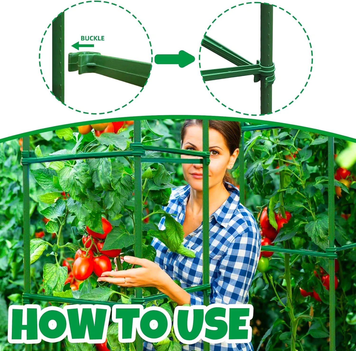 100Pcs Plant Stake Arms for Tomato Cage,11.8″ Garden Stake Connectors with 2 Adj