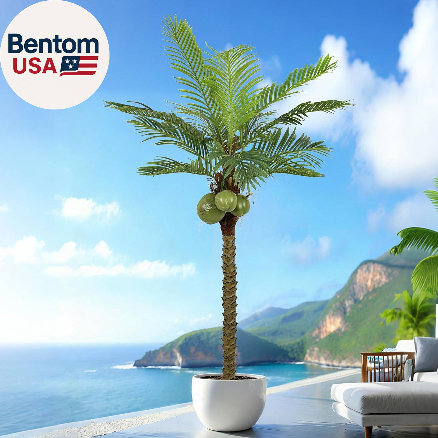 Artificial Phoenix Palm Tree 6.5FT Tall Large Faux Coconut Trees with Realistic
