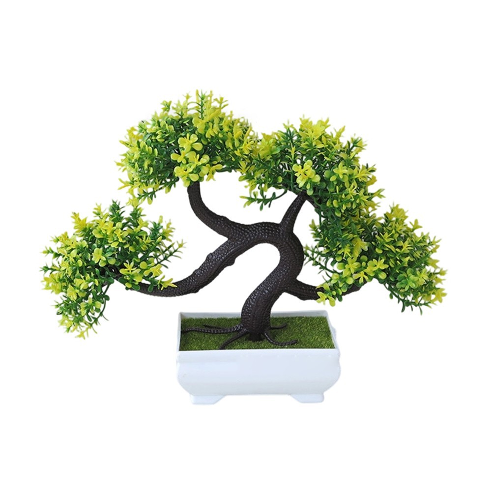 Plastic Artificial Bonsai Pine Plant for Office Living Room Decor 25x25x11cm