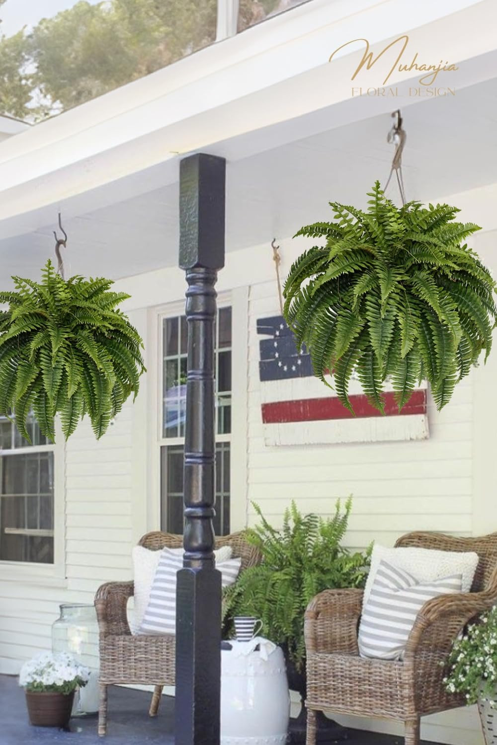 Realistic 48″ Artificial Boston Fern Bush – Pack of 2 for Home Decor