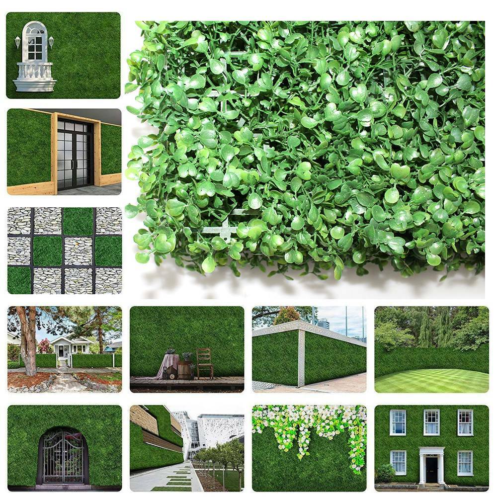 24PCS 10″x10″ Artificial Plants Mat Wall Hedge Decor Privacy Fence Panel Grass