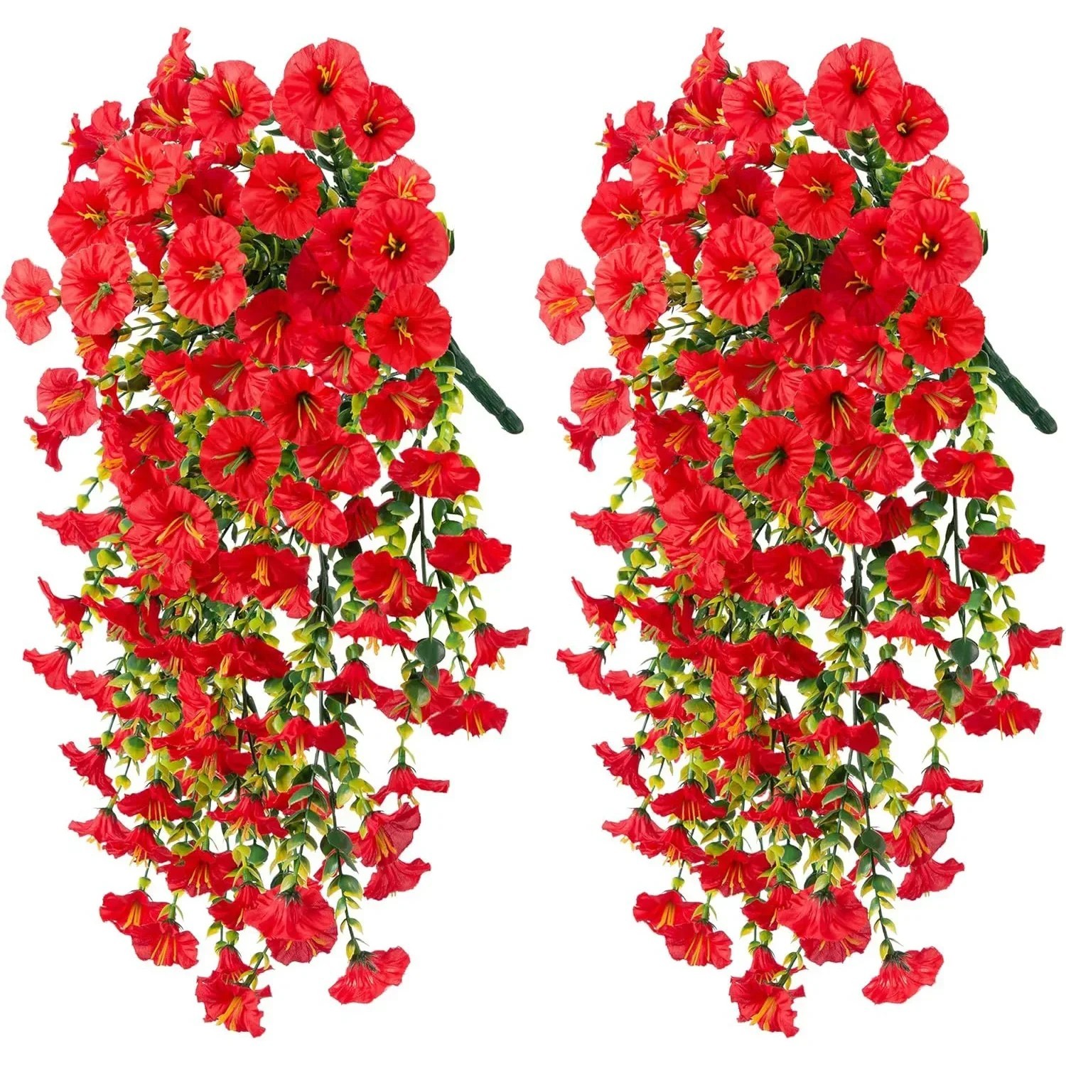 2PCS Artificial Morning Glory Vines UV Resistant Hanging Flowers Outdoor Decor..