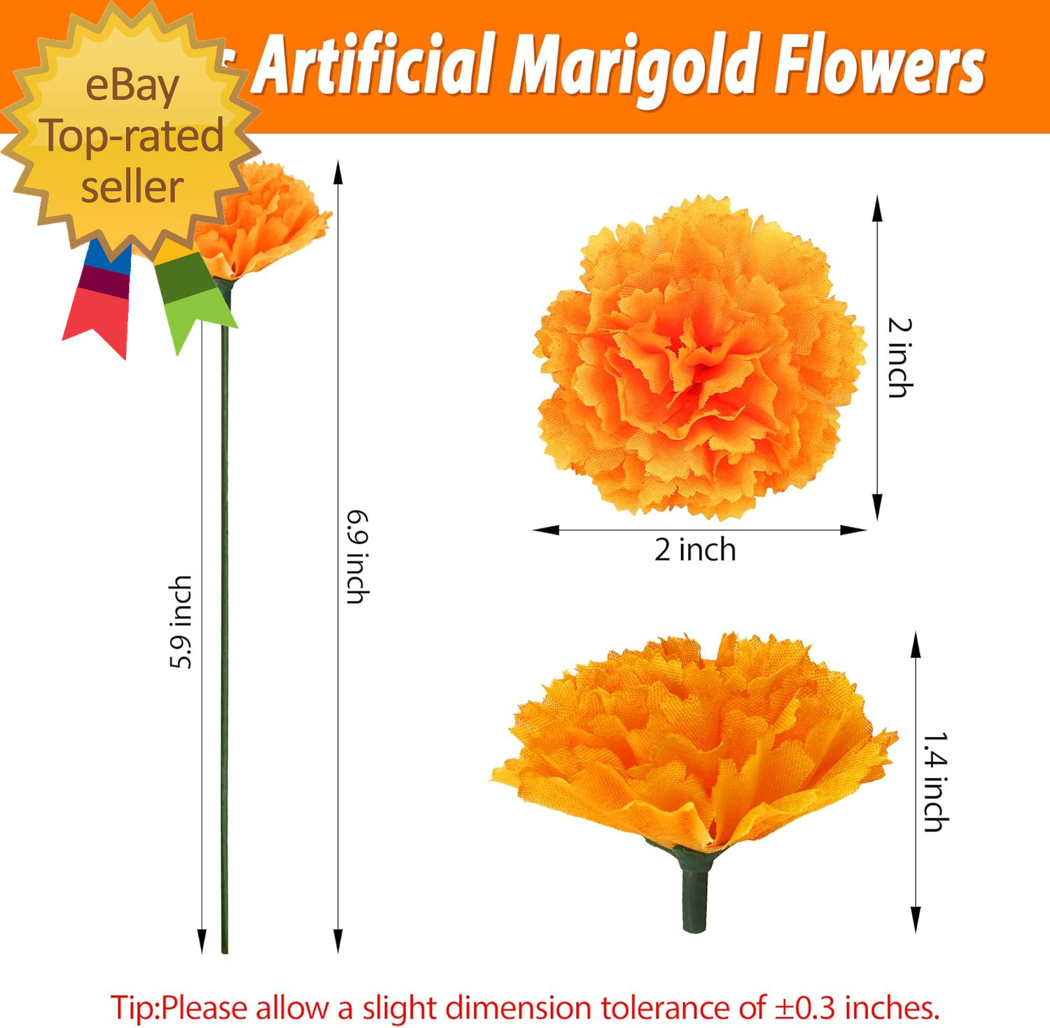 80 Pcs Artificial Marigold Flowers 2″ Silk Marigold Flower Heads with Stems