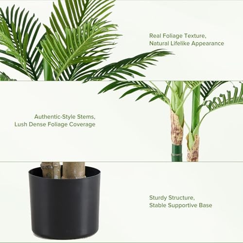 47in Artificial Palm Tree, Tall Fake Faux Plants with 3ft 11in Green Palm