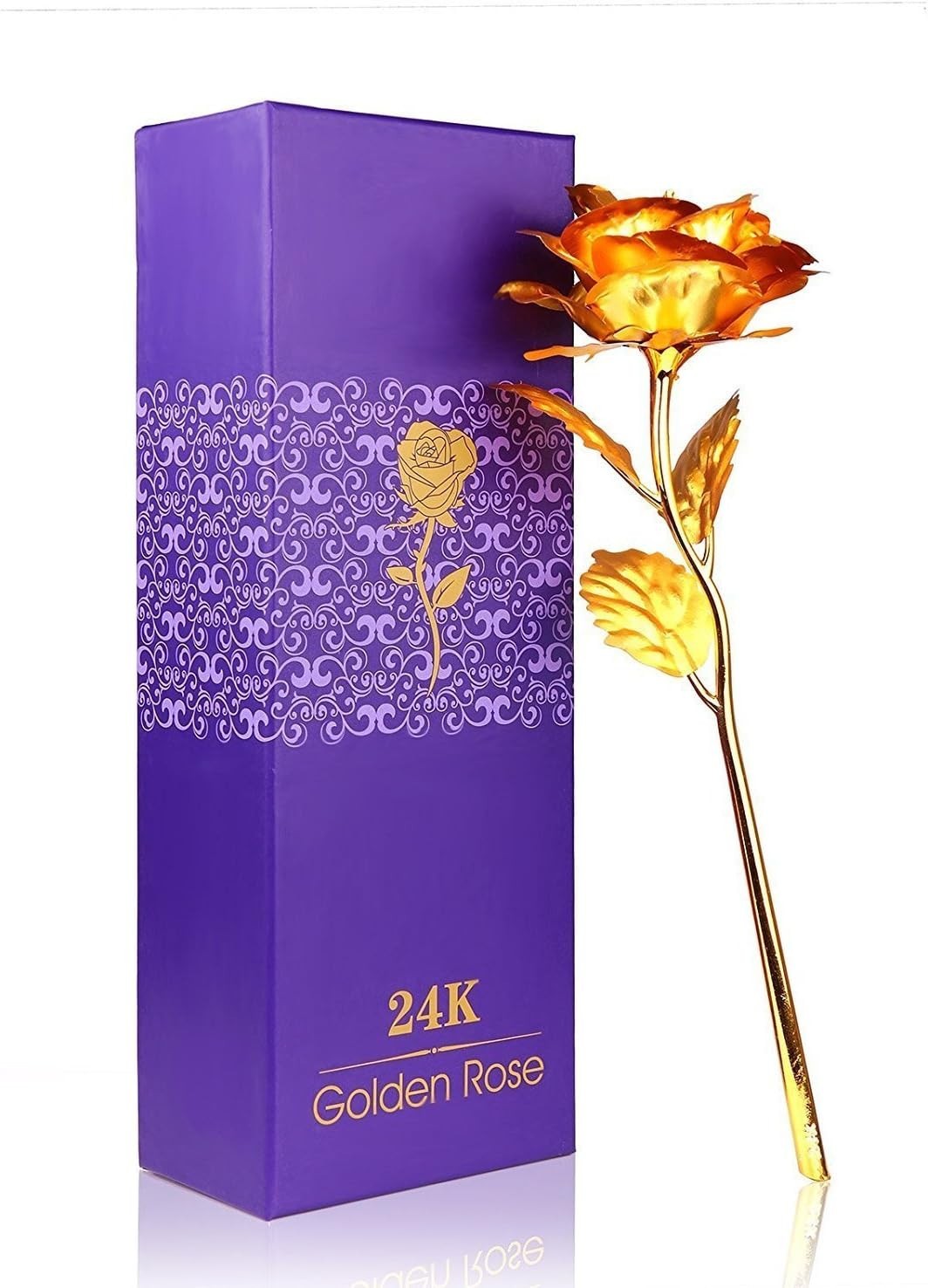Creative 24K Gold Foil Rose Flower Full Blossom Presents, Romantic Gift for H…