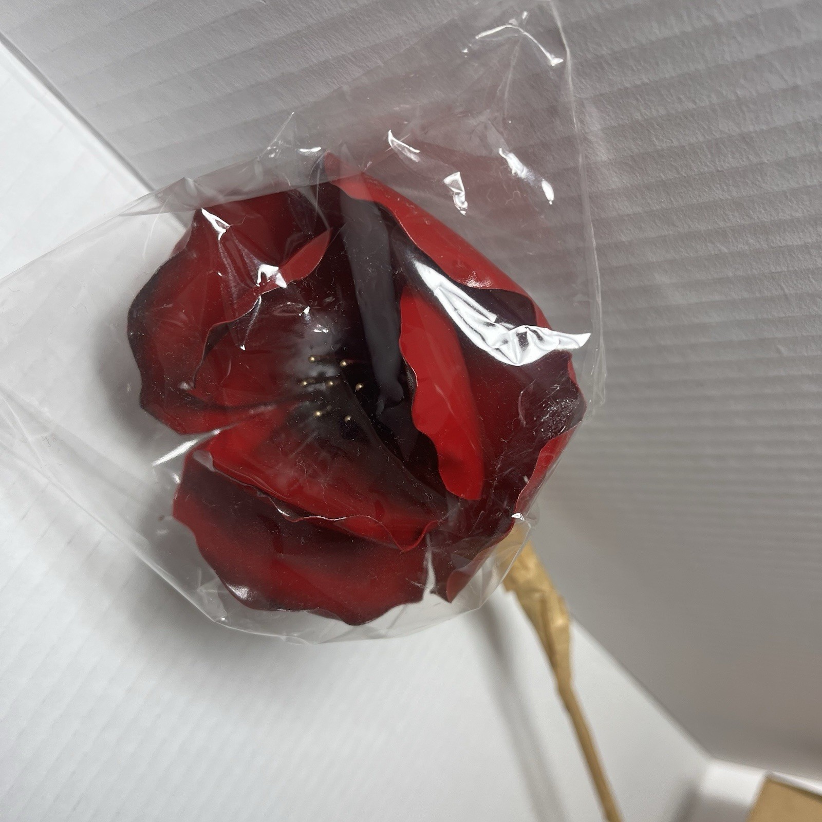 Metal Long Stem Red Poppy Flowers Vintage Unique Hand Made
