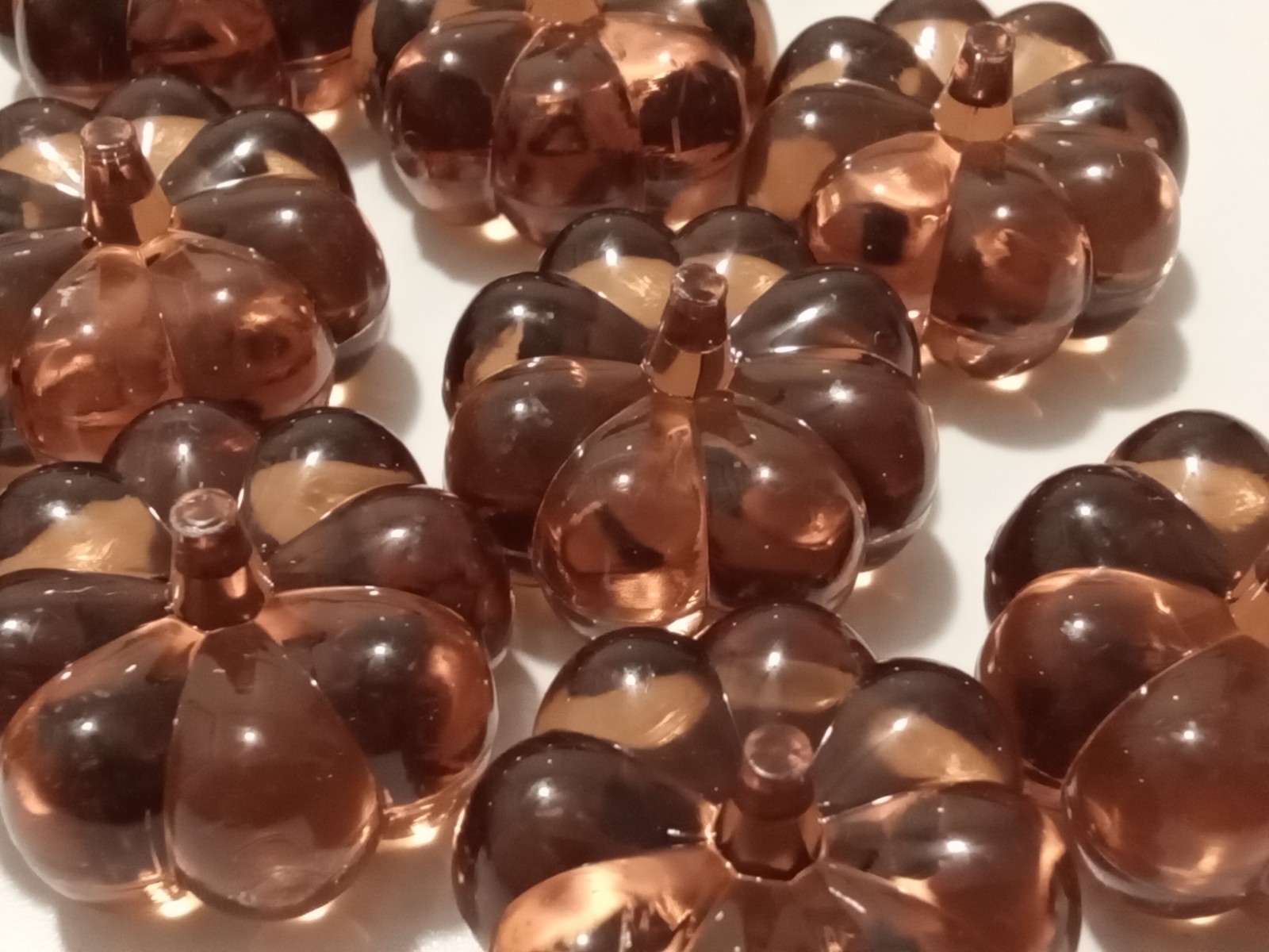 MINI PUMPKINS Orange Faux Glass Acrylic Table Scatter Filler 165 pieces