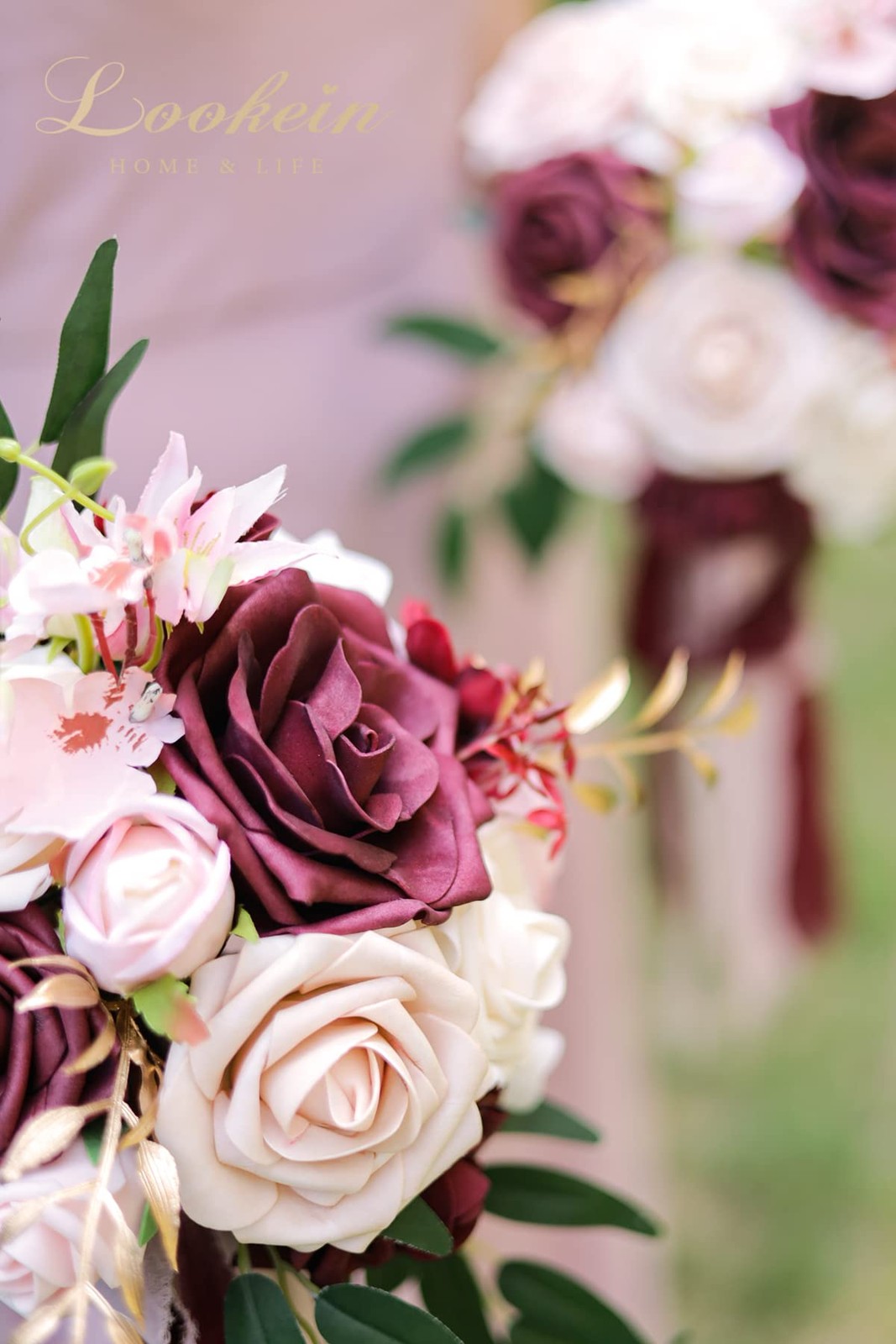 Set of 4 Bridesmaid Bouquet for Wedding 7 Inch Artificial Flowers Bouquet Wed…