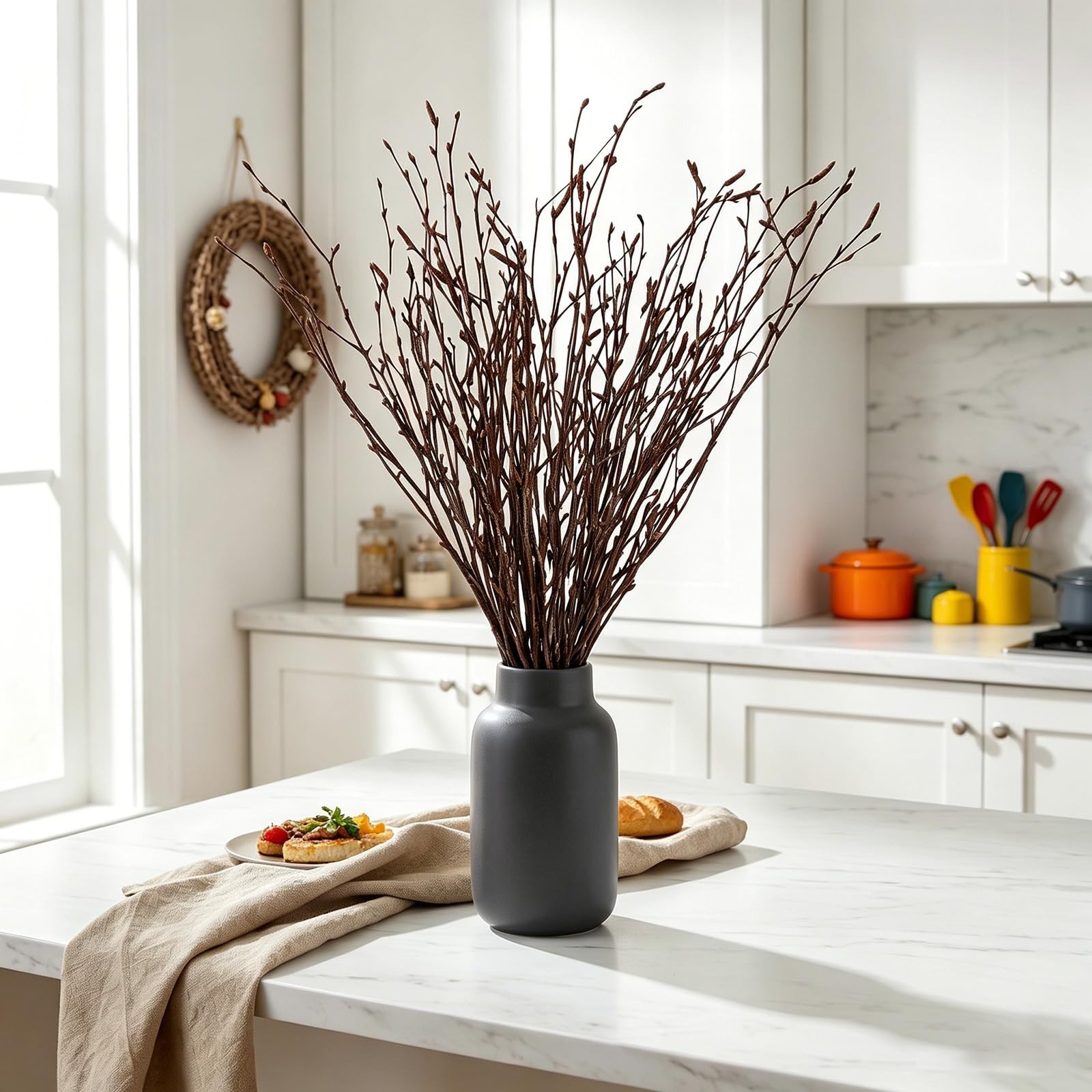 Natural Birch Branches, 30 Pcs Dried Twigs and Branches for Vases, 17″ Tall R…
