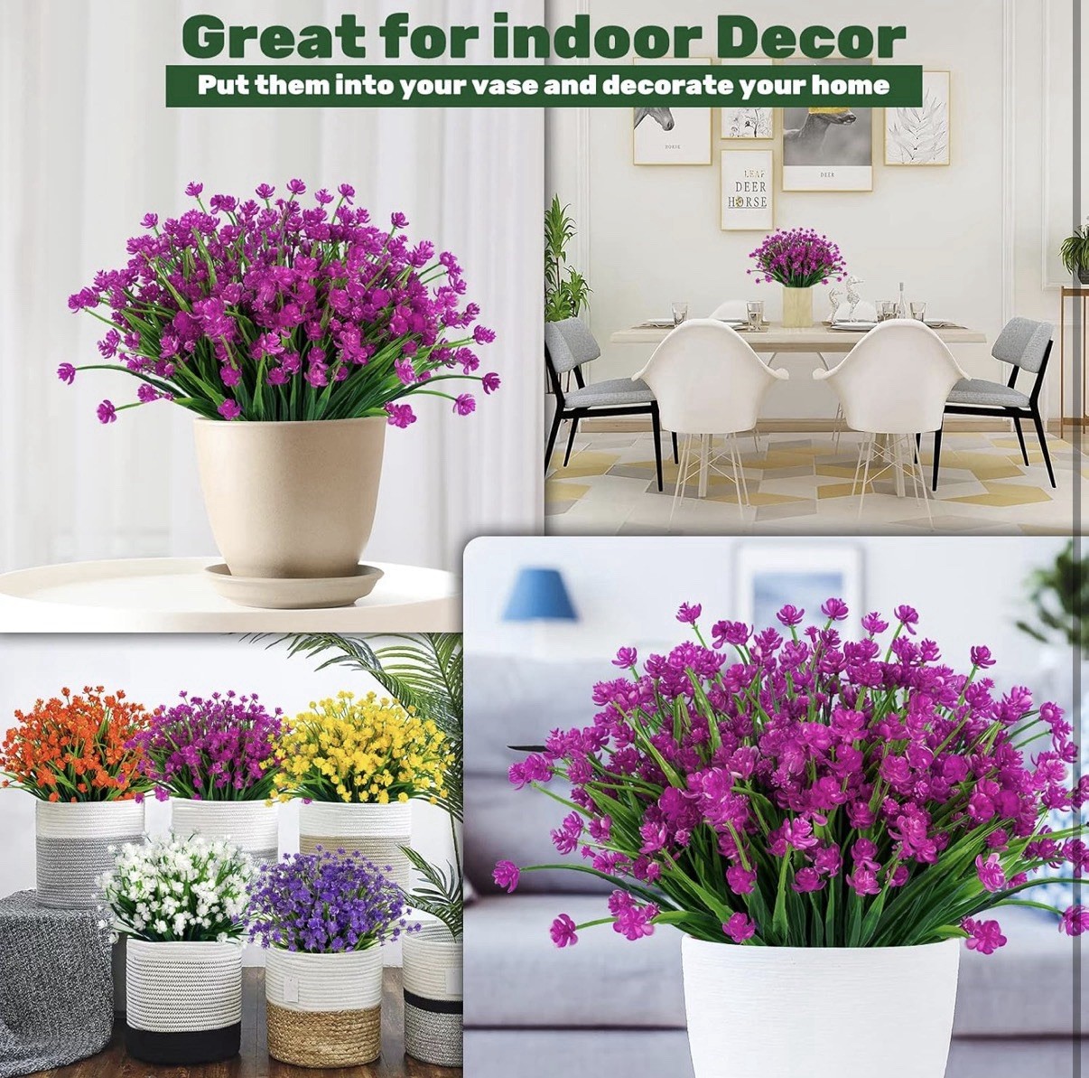20 Pcs Fuchsia Artificial Flowers Picks for DIY Wreath Holiday Table Decor