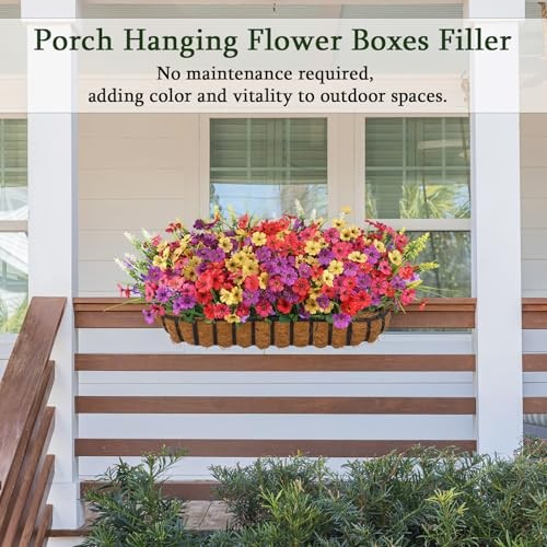 24PCS Fake Flowers Outdoor, UV Resistant Artificial Silk Flowers | Realistic