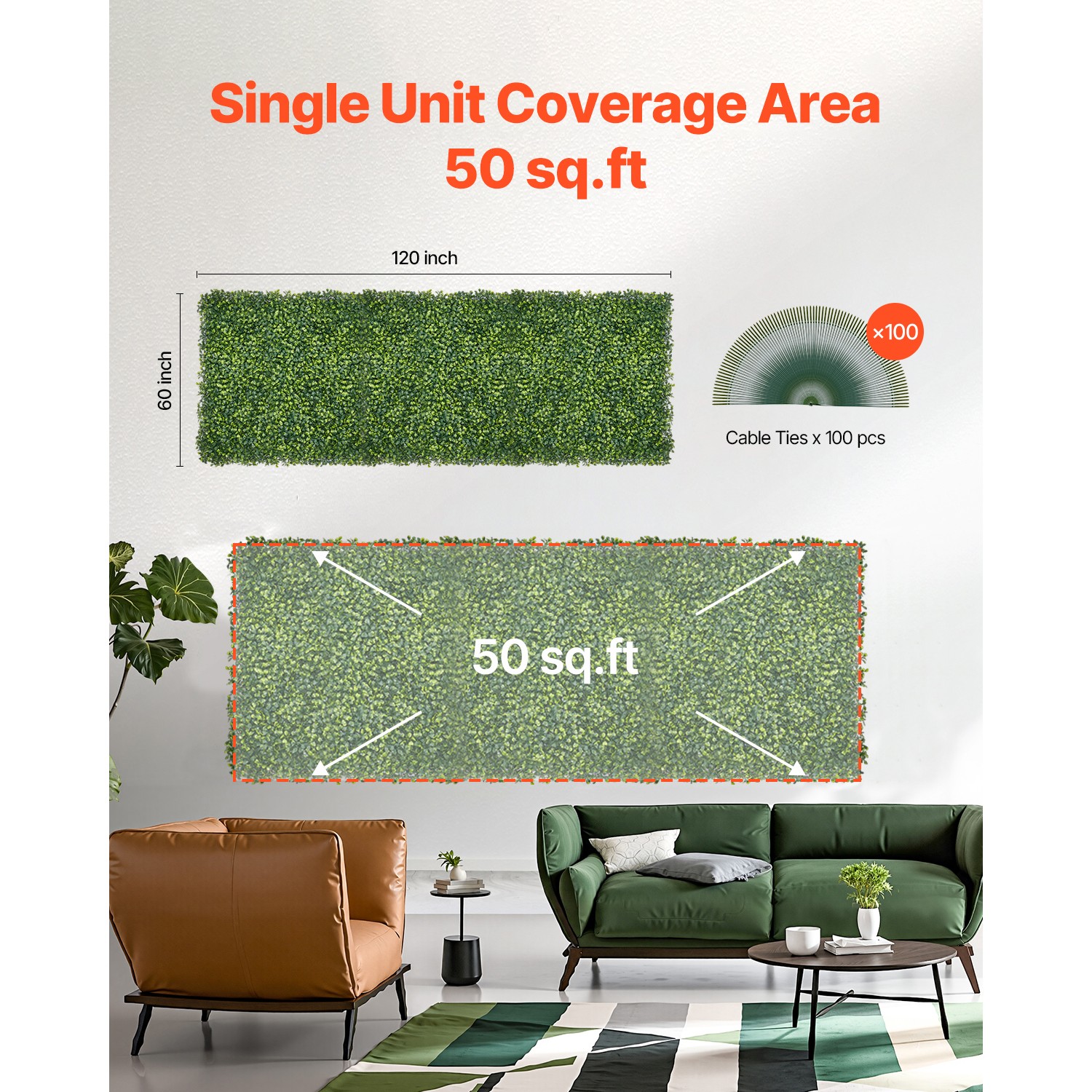 Uimoso 60×120″ Artificial Privacy Fence Grass Panel Boxwood Mat Wall Hedge Decor