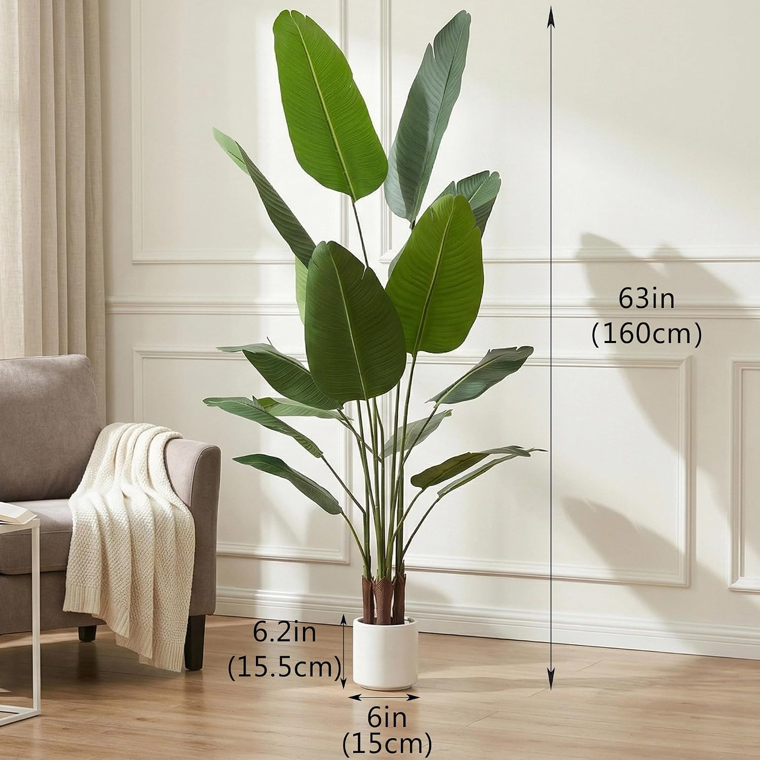 2 Pack Artificial Bird of Paradise Plant 5.2Ft, Faux Banana Leaf Tropical Trees
