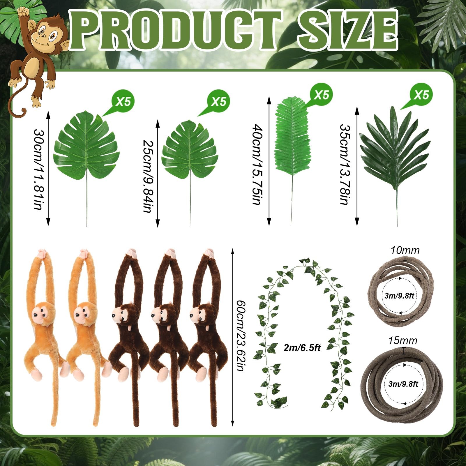 1 Set/ 29 Pcs Jungle Theme Party Decorations Rainforest Classroom Decorations…