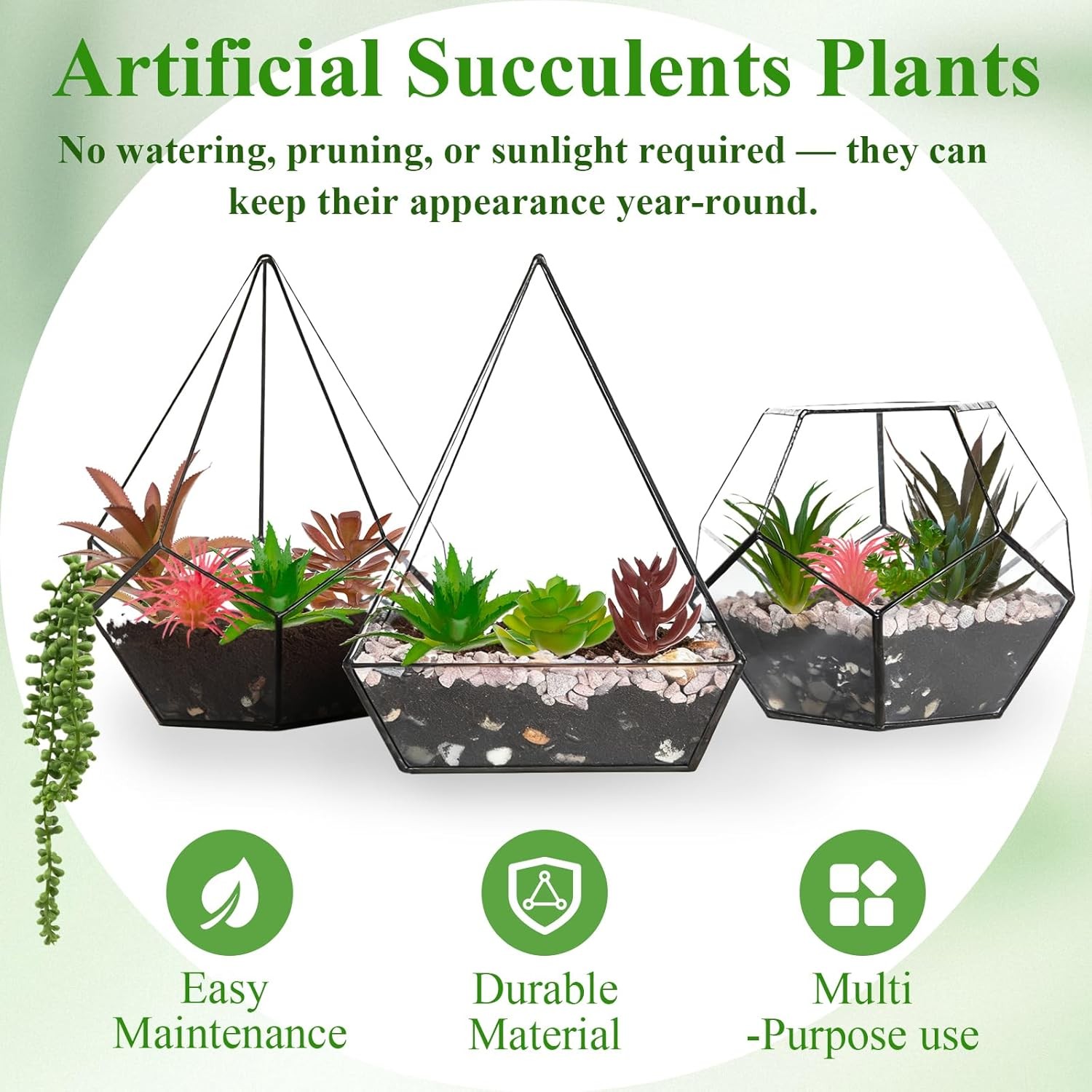 16 Pcs Artificial Succulents Plants Faux Plastic Succulents Assortment in Green