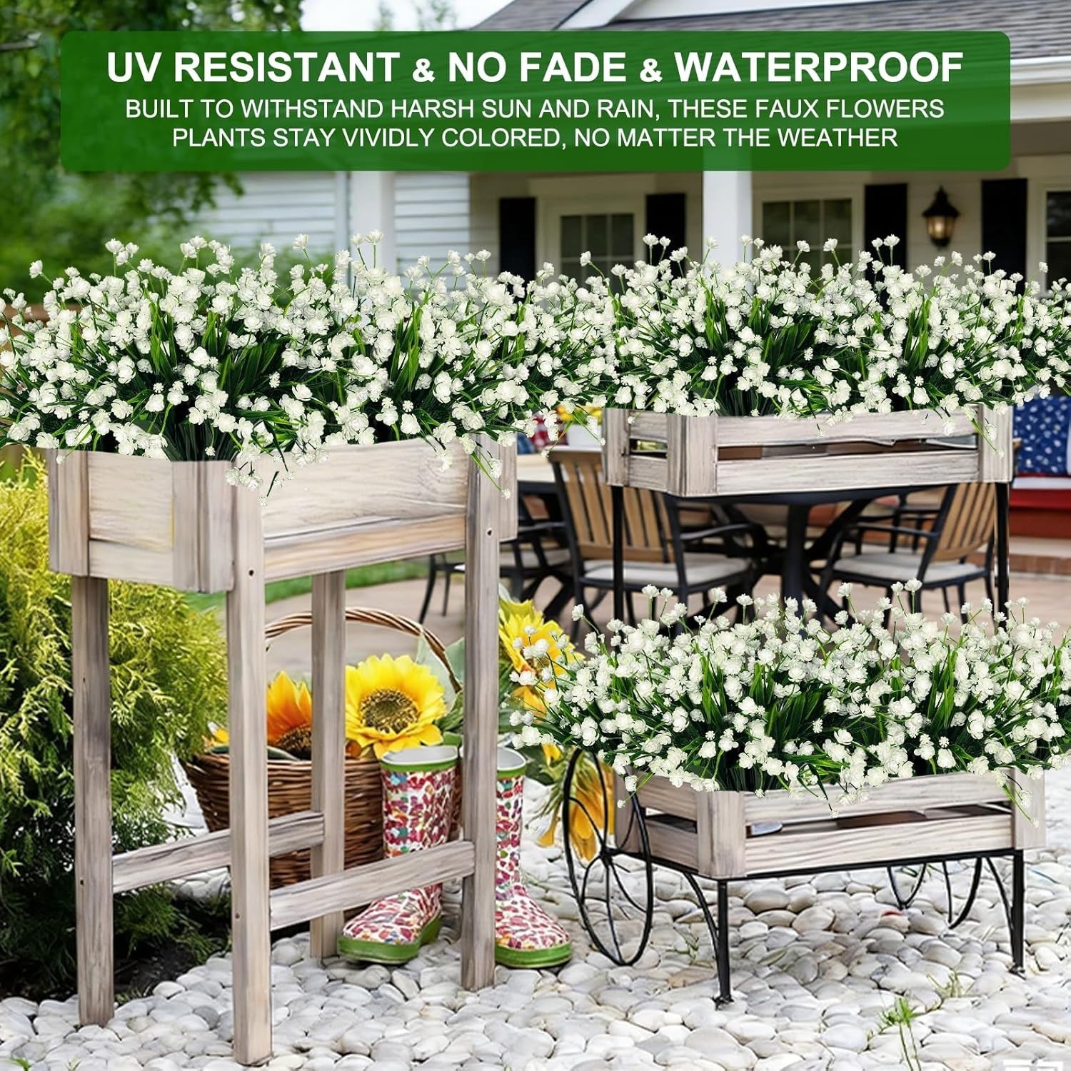 Waterproof & Fade-Proof 20 Bundles Artificial Flowers for Gardens and Funerals