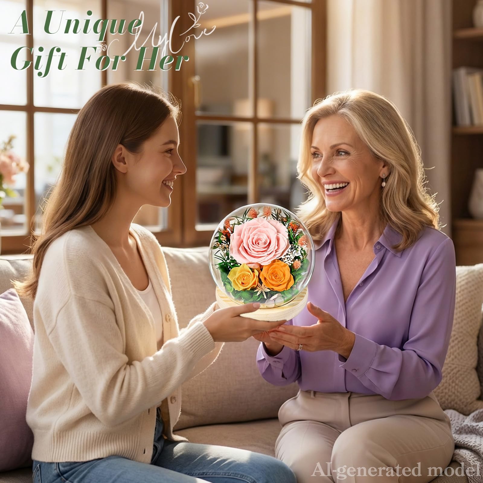 Flowers for Delivery , Forever Fresh Preserved Flowers in Glass Dome, Eternal…