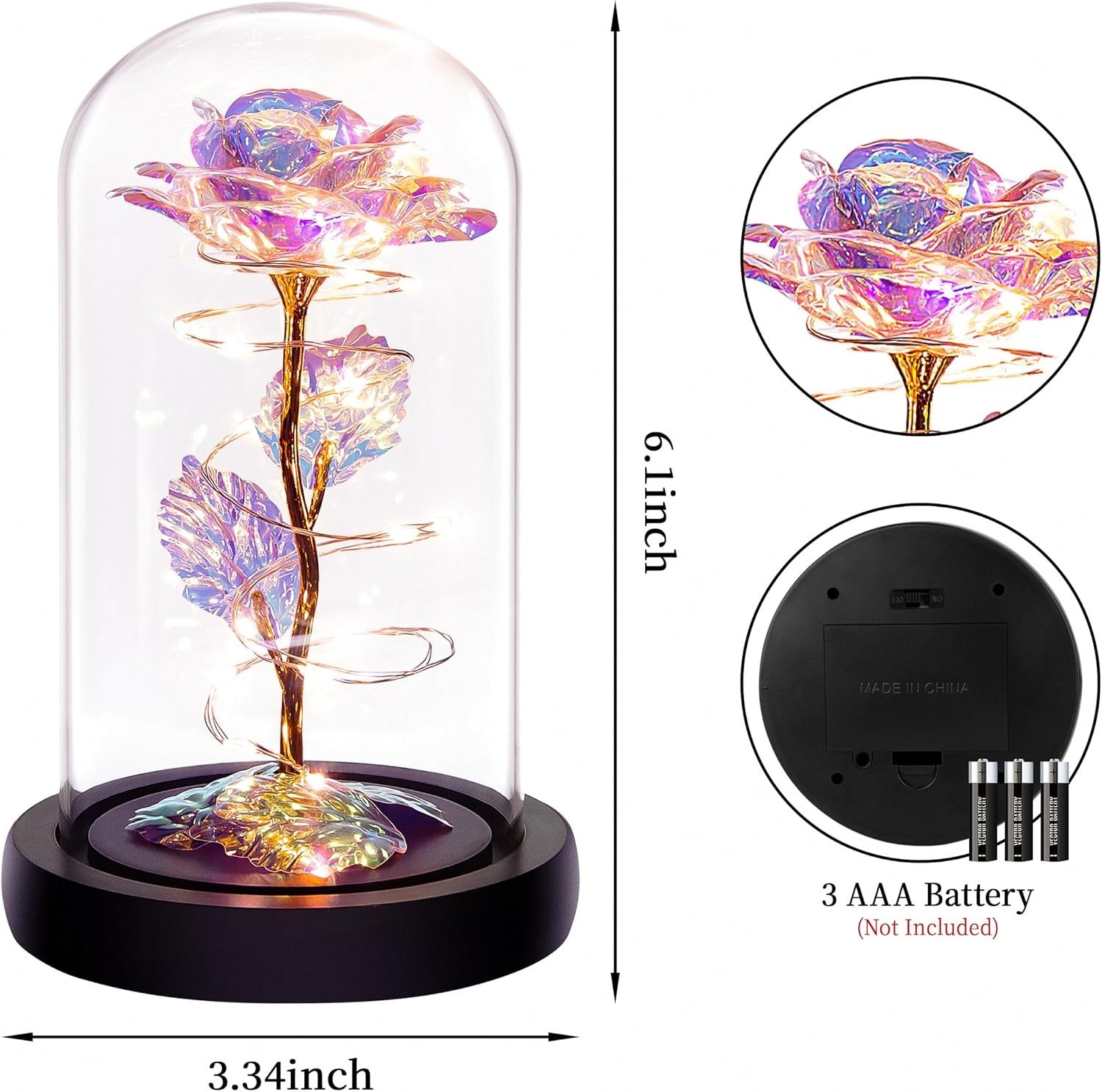 Enchanting Glass Dome Rose with LED Light – Perfect Gift for All Occasions