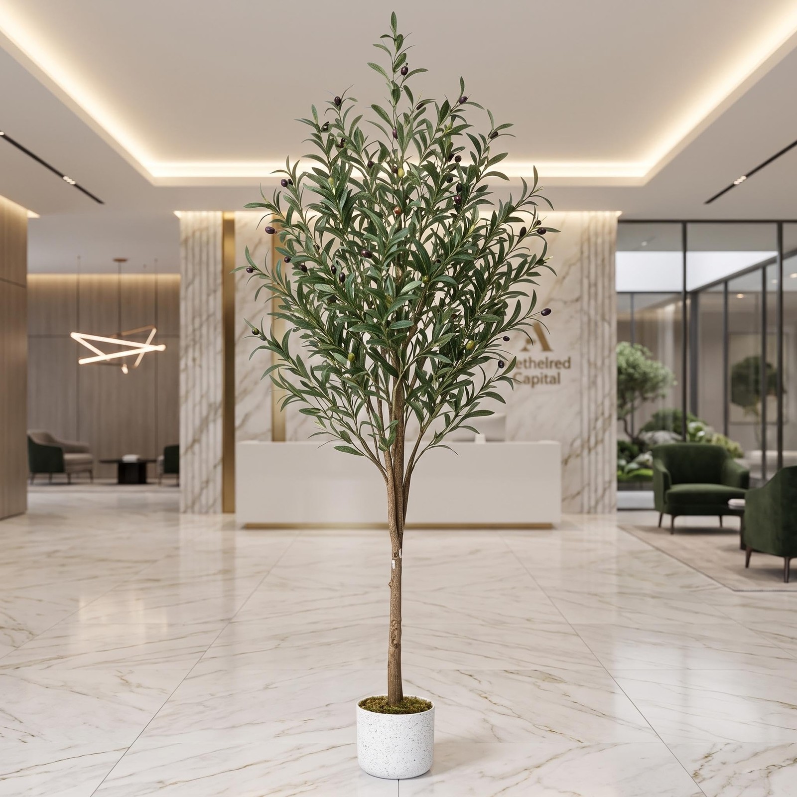 Garvee 5.3FT Artificial Olive Tree in Pot Fake Olive Plants with Nautral Leaves