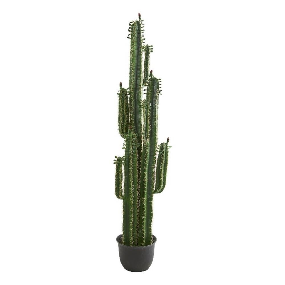 Pemberly Row 78″ Cactus Artificial Plant in Green with Black Pot