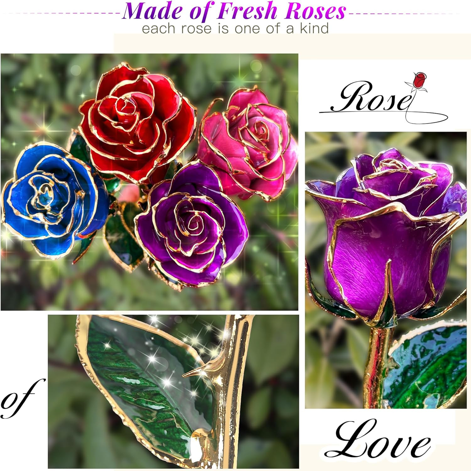 Gold Dipped Rose – Eternal Real Preserved Rose in Resin, Romantic Birthday Gift