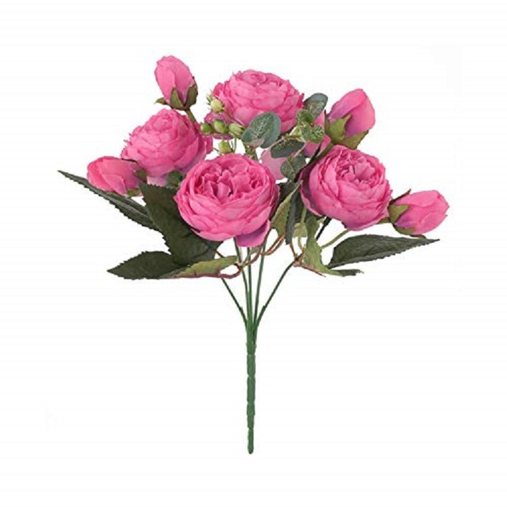 5 Head Persian Peony Silk Flowers Wedding Home Decor Fake Roses Bouquet