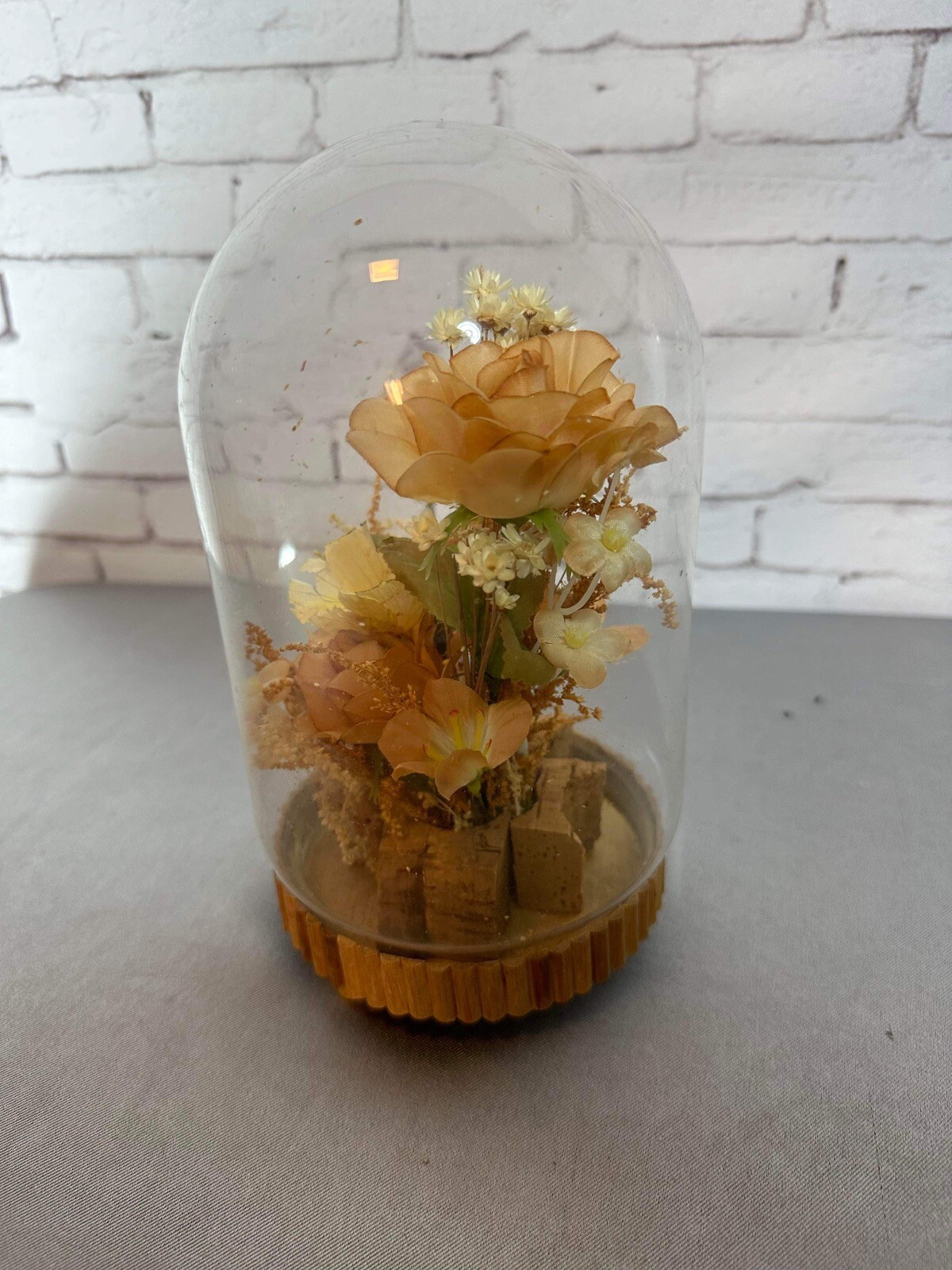Vintage Floral Cloche Dome 5″ Freeze Dried VHD