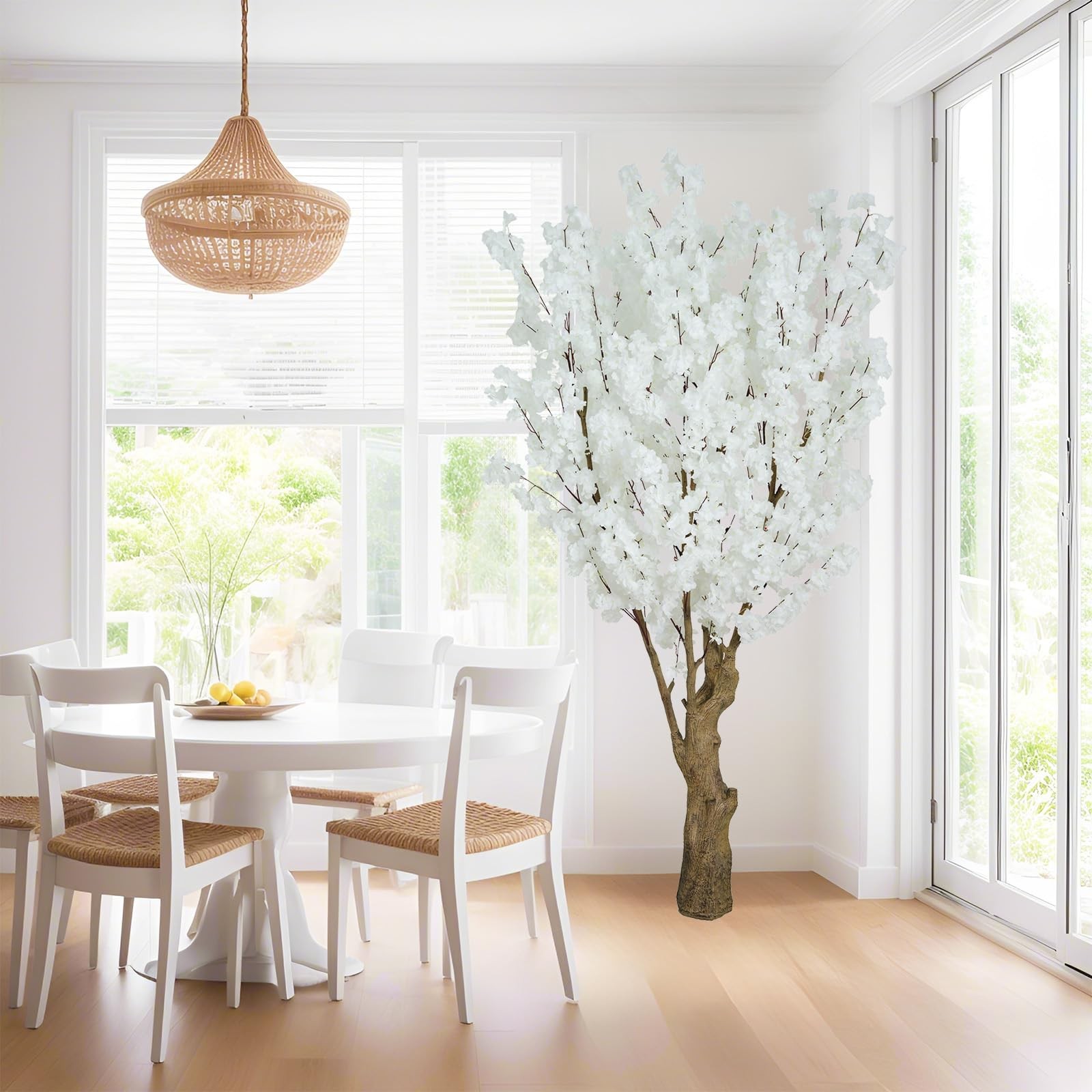 7FT Artificial Cherry Blossom Tree, White Faux Flower Tree for Home, Office, …