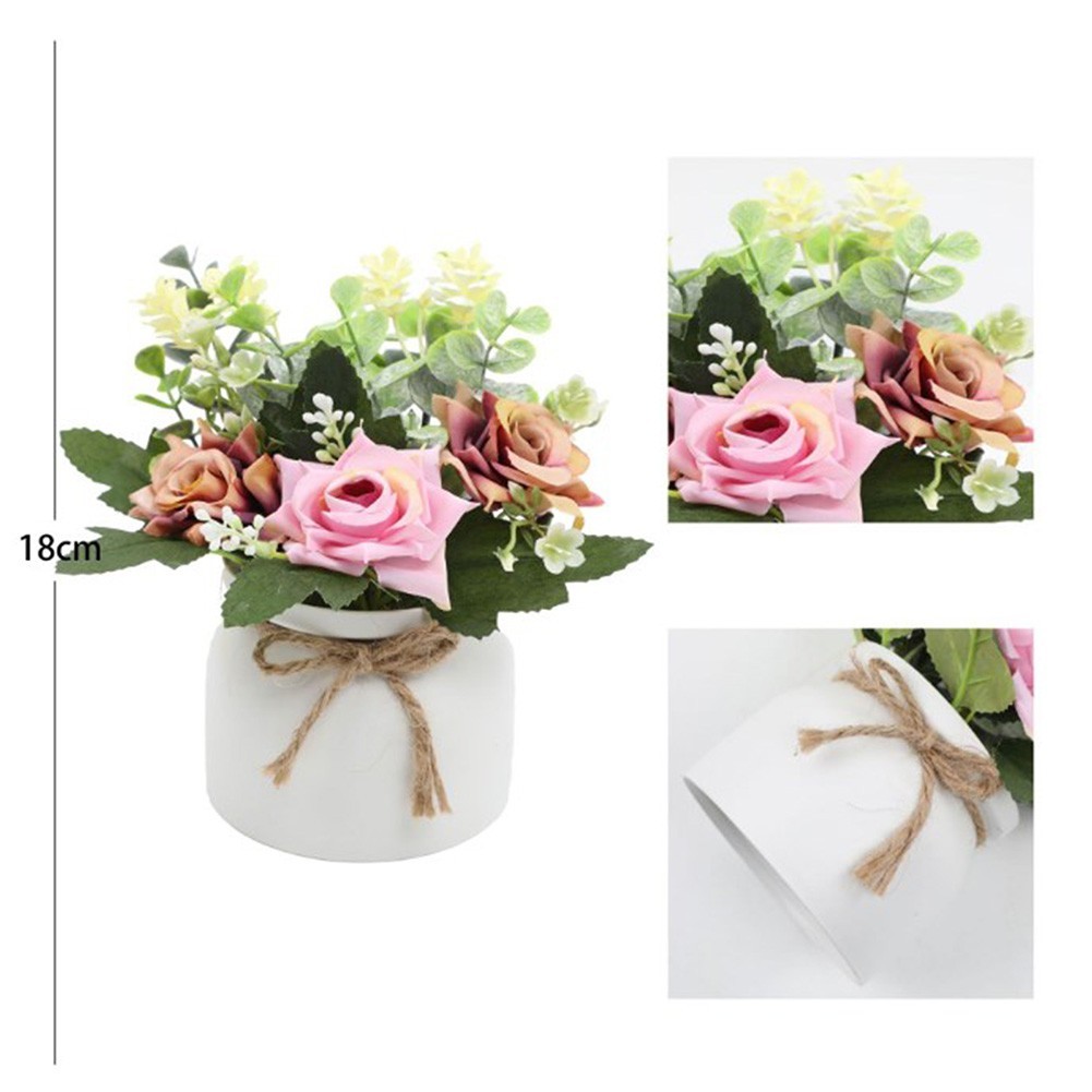 Silk Rose Eucalyptus Camellia Artificial Flowers Potted Plant Nordic Home Office