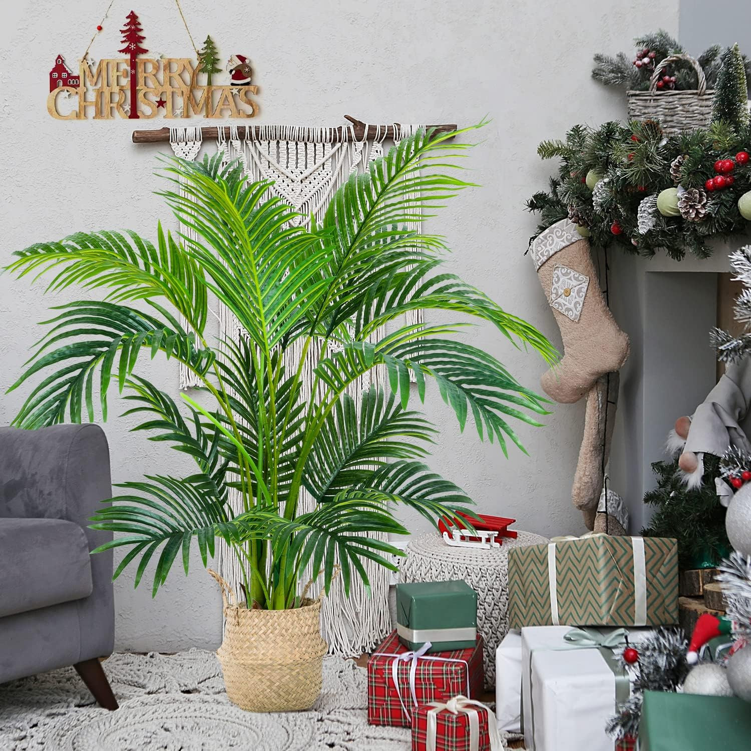 4Ft Artificial Areca Palm Plant – 2 Pack with Pots & Accessories for Home Decor